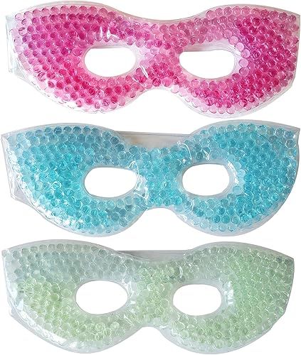 Miniatura 4 de Mascarilla calmante con cuentas de gel suaves flexibles, compresa fría. Terapia de enfriamiento de spa, alivio del estrés, hinchazón, dolor facial,