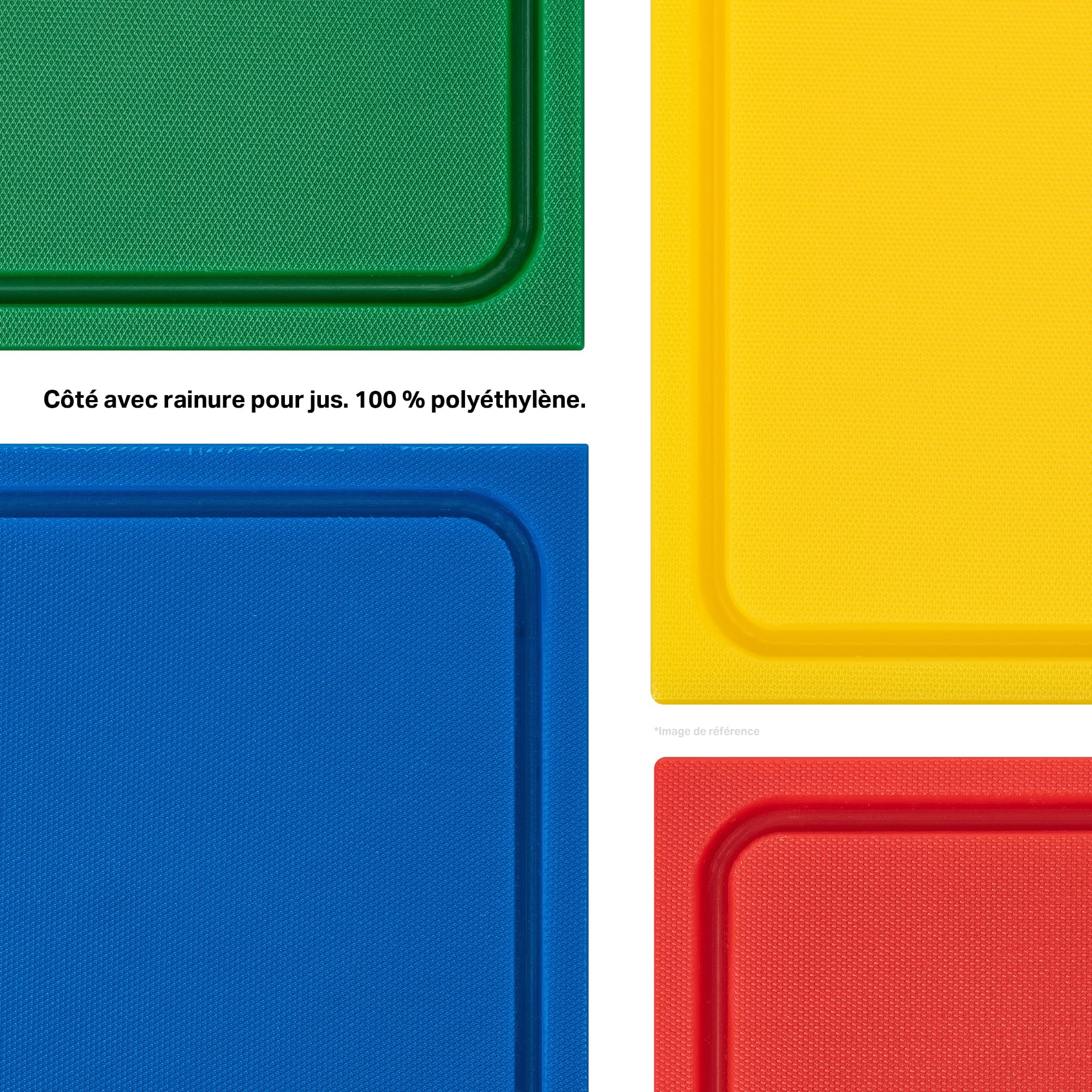 Planche à découper en plastique PE-HD Blanc, 60x40x2 cm, passe au lave-vaisselle, extra épaisse, n'abîme pas les couteaux bac à jus