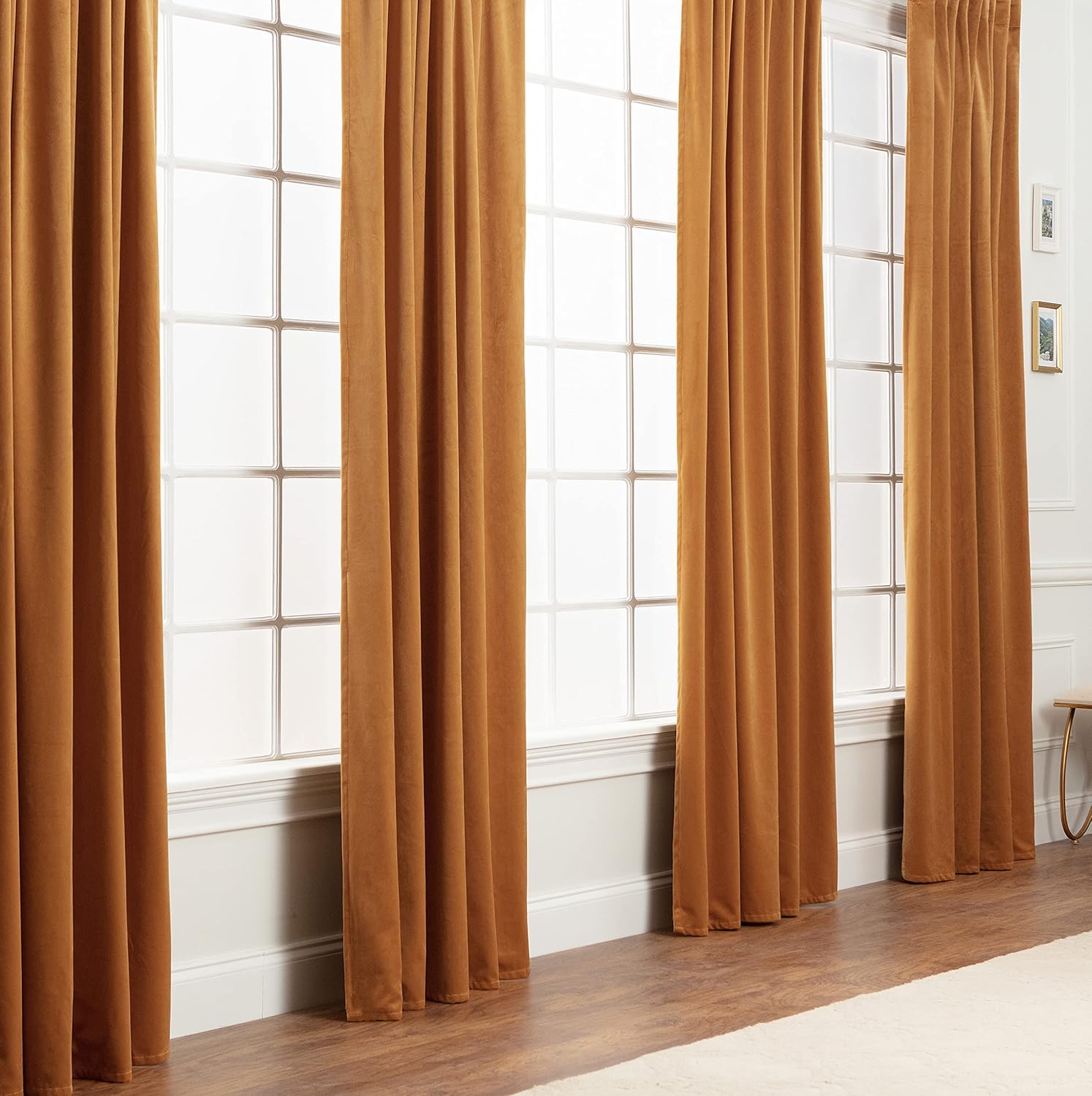 Chanasya Premium 2-Panel Blackout Velvet Curtains - Classy & Solid Drapes for Living Room or Bedroom - 52" x 108" - Golden W52xH108 Inches (colors vary see additional photos)