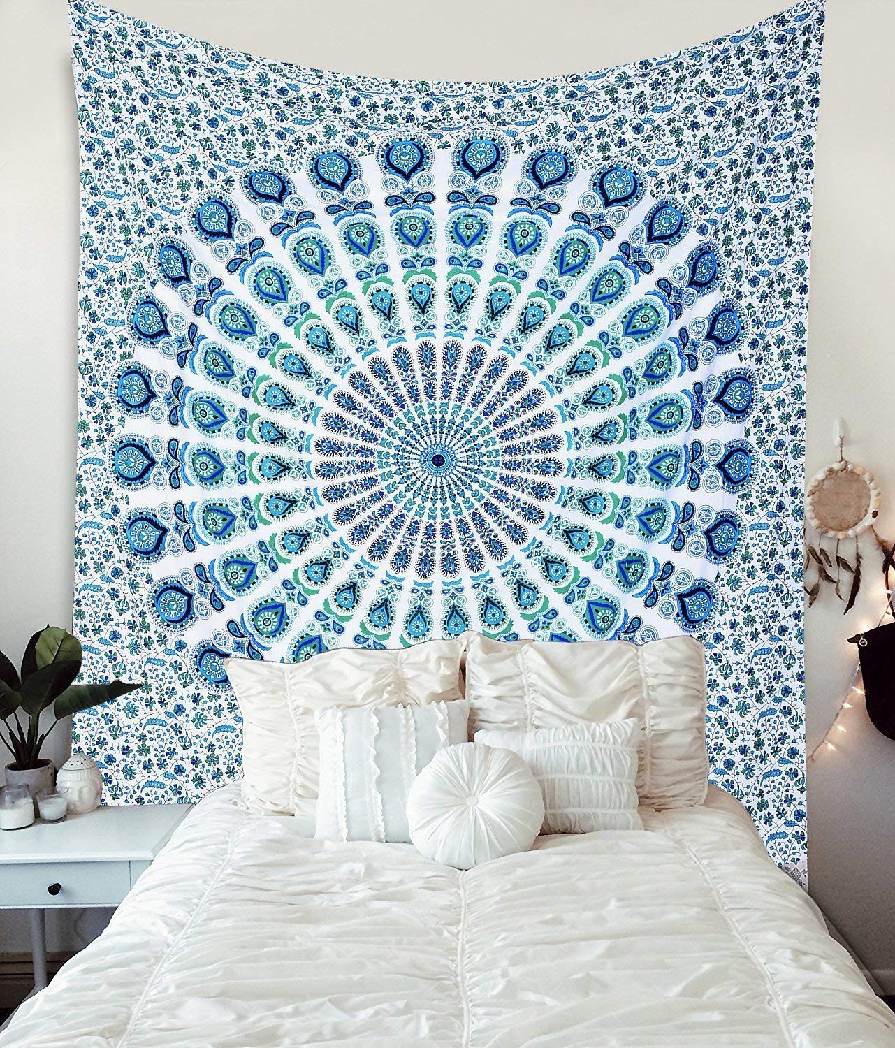 Hippie Mandala Tapestry Indian Popular Handicrafts Multi Color Hippie Wall Hanging for Bedroom Living Room Dorm Bohemian Psychedelic Indian Bedding Theme Print Home Decoration Art (Mandala17, 78Wx59L)