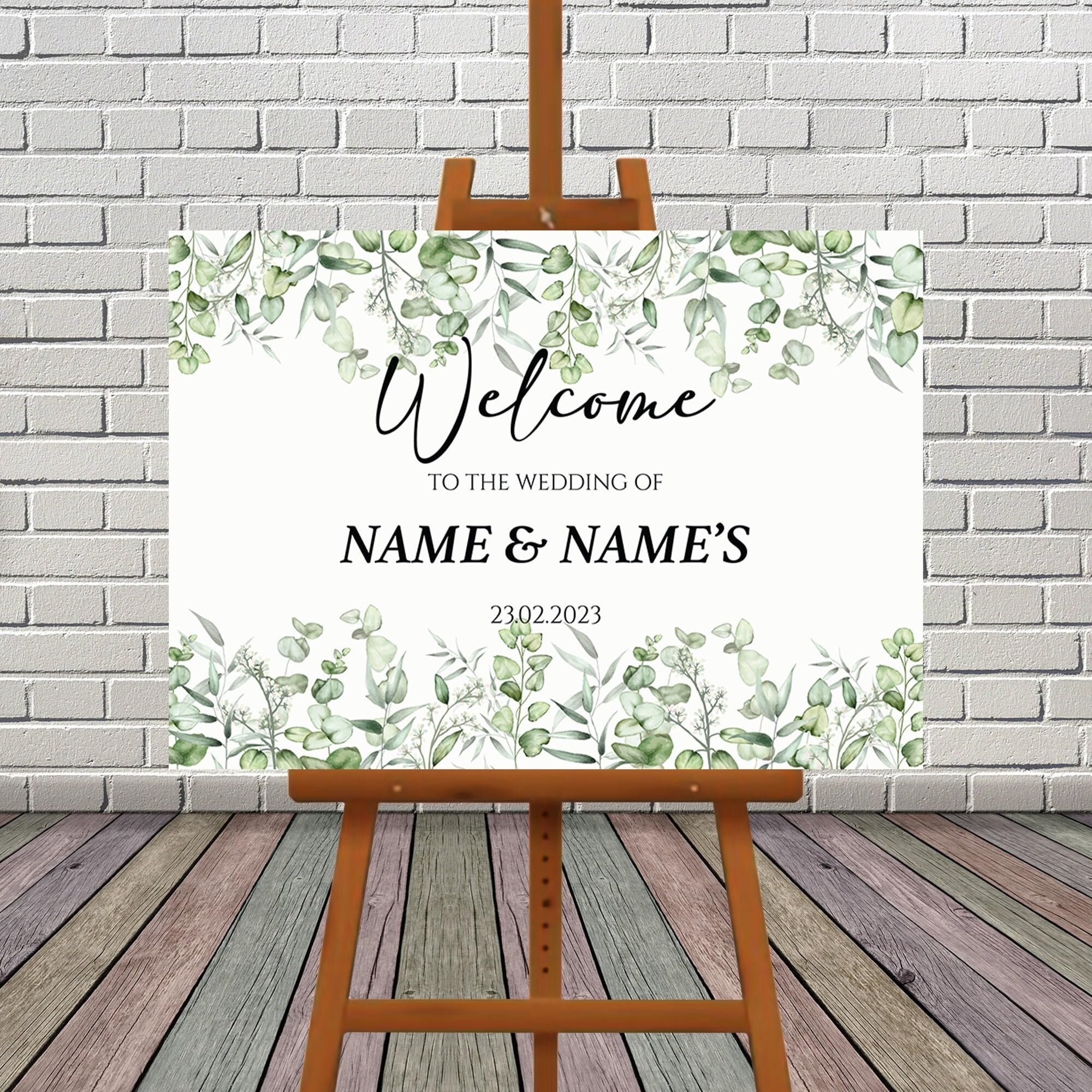 Eucalyptus Wedding Welcome Sign, A1, A2, A3 or A4, Botanical Wedding Sign, Minimalist Wedding, Modern Greenery Sign, Printed Wedding Sign