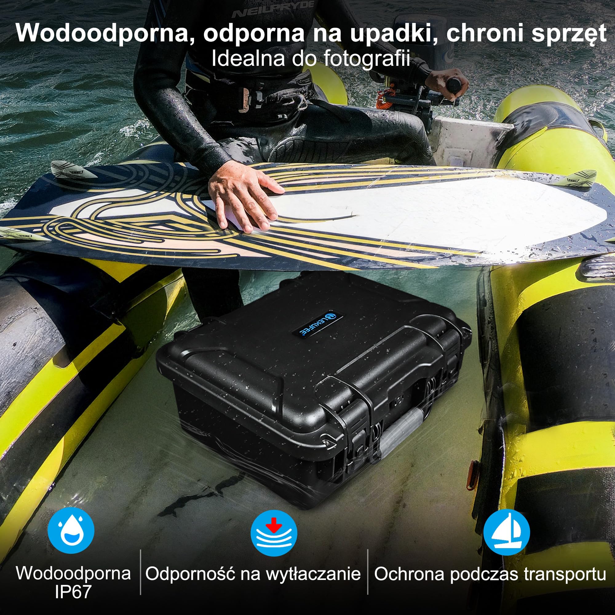 Lekufee Wodoodporna Twarda Walizka Transportowa do drona DJI Mavic 4 Pro,Creator Combo,Fly More Combo,DJI RC 2/RC Pro 2, 7 akumulatorów, hubu ładującego i innych akcesoriów (tylko walizka)