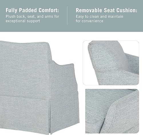 Miniatura 7 de Martha Stewart London - Silla de comedor tapizada con faldón con ruedas, respaldo curvado, cojín de asiento extraíble, para comedor, oficina en casa