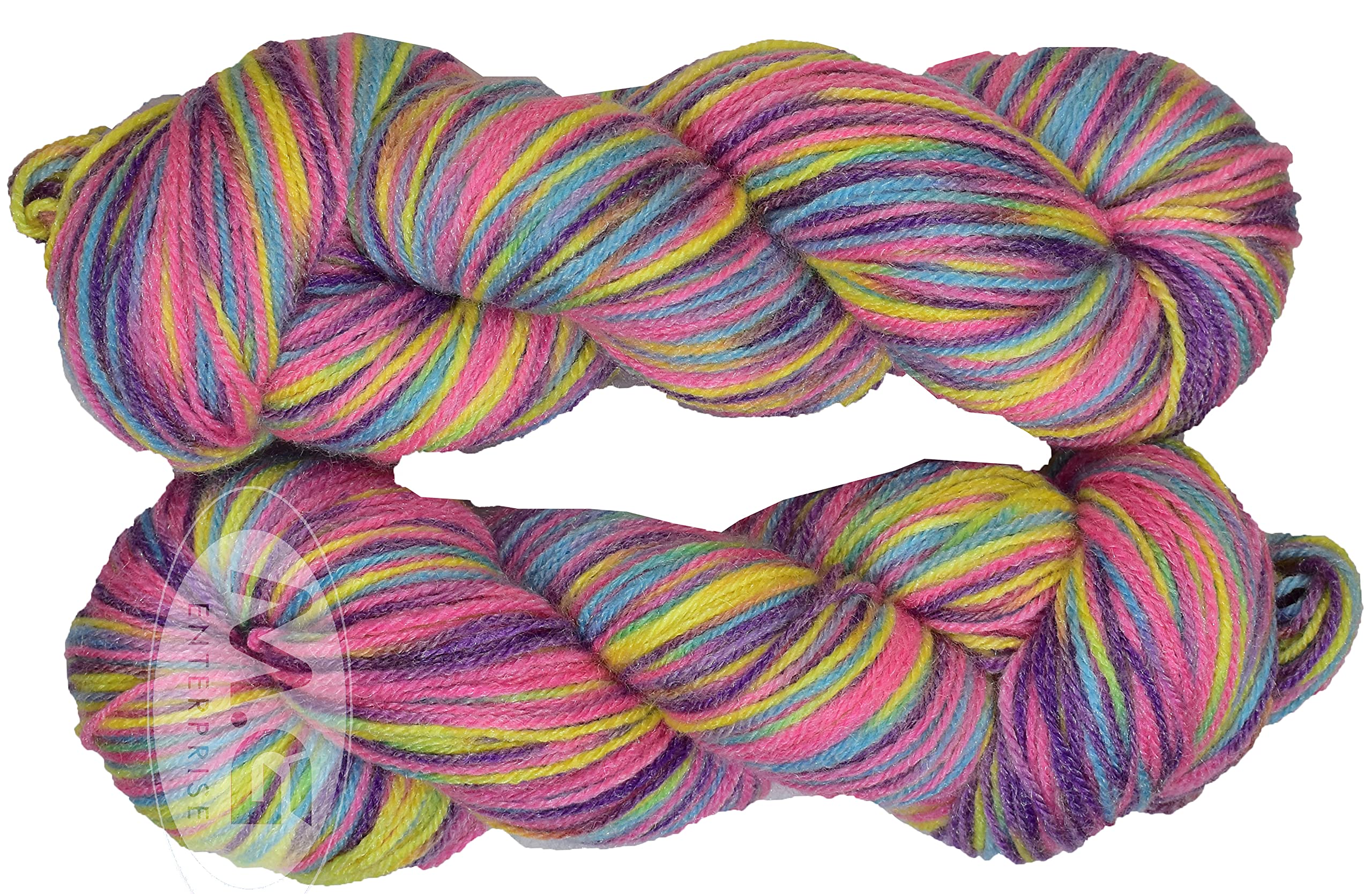 Oswal Microrangoli Knitting Yarn Wool, Rainbow 2 200 gm Woolen Crochet Yarn Thread. Best Used with Knitting Needles, Crochet Needles. SIMI Enterprise Wool Yarn for Knitting. Best Woolen Thread. Q