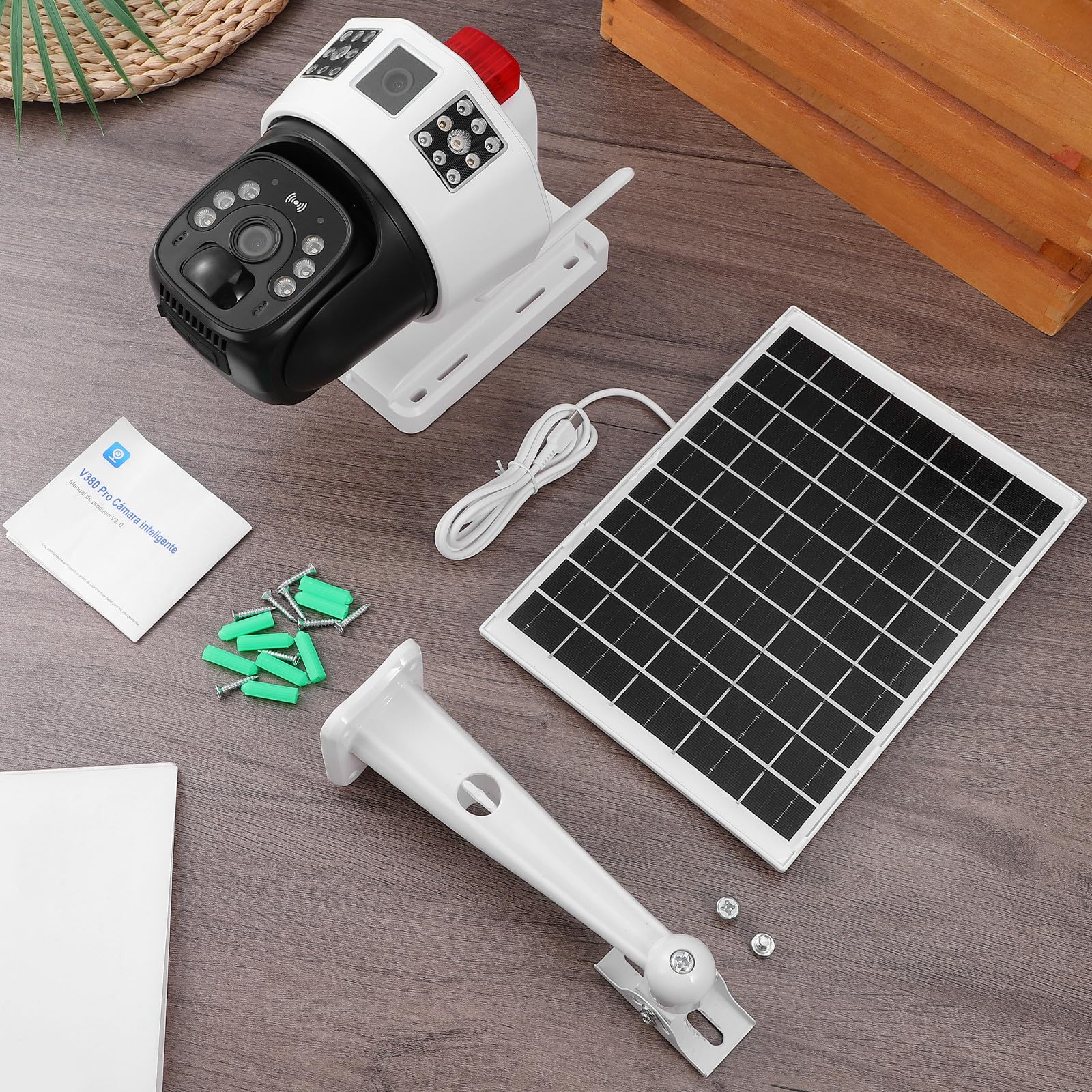 OUNONA Caméra de Sécurité Extérieure Panoramique Rotative WiFi Solaire