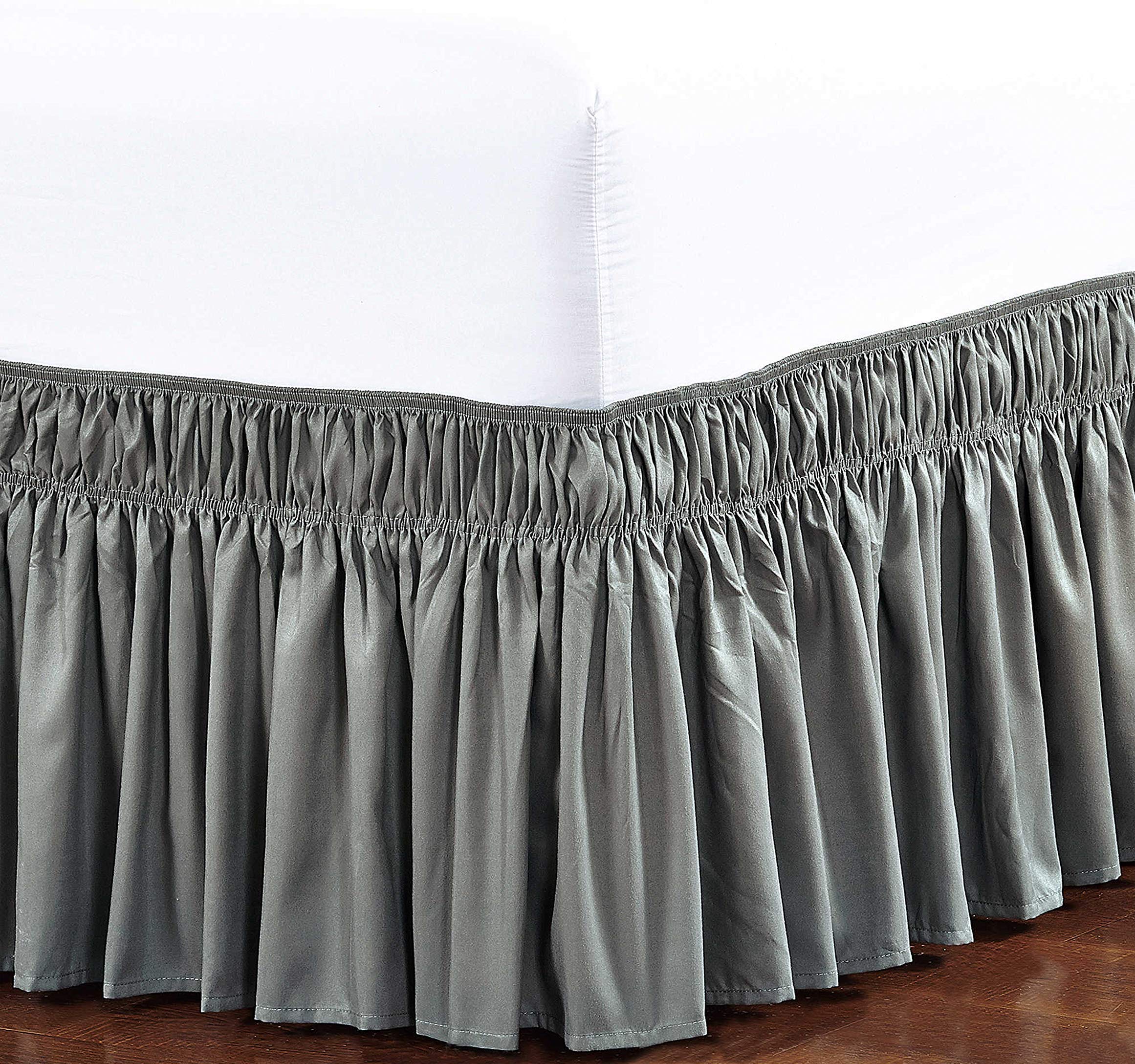 Elegant Comfort Three Fabric Sides Wrap Around Elastic Style Solid Bed Skirt, Easy On/Easy Off Dust Ruffled Bed Skirts 16 Inch Tailored Drop, Wrinkle and Fade Resistant-image-47