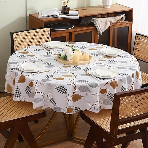 Mantel redondo de vinilo con reverso de franela, impermeable, a prueba de aceite, de PVC, resistente a las manchas, lavable, para mesa redonda (70 Mantel redondo de vinilo con reverso de franela, impermeable, a prueba de aceite, de PVC, resistente a las manchas, lavable, para mesa redonda (70