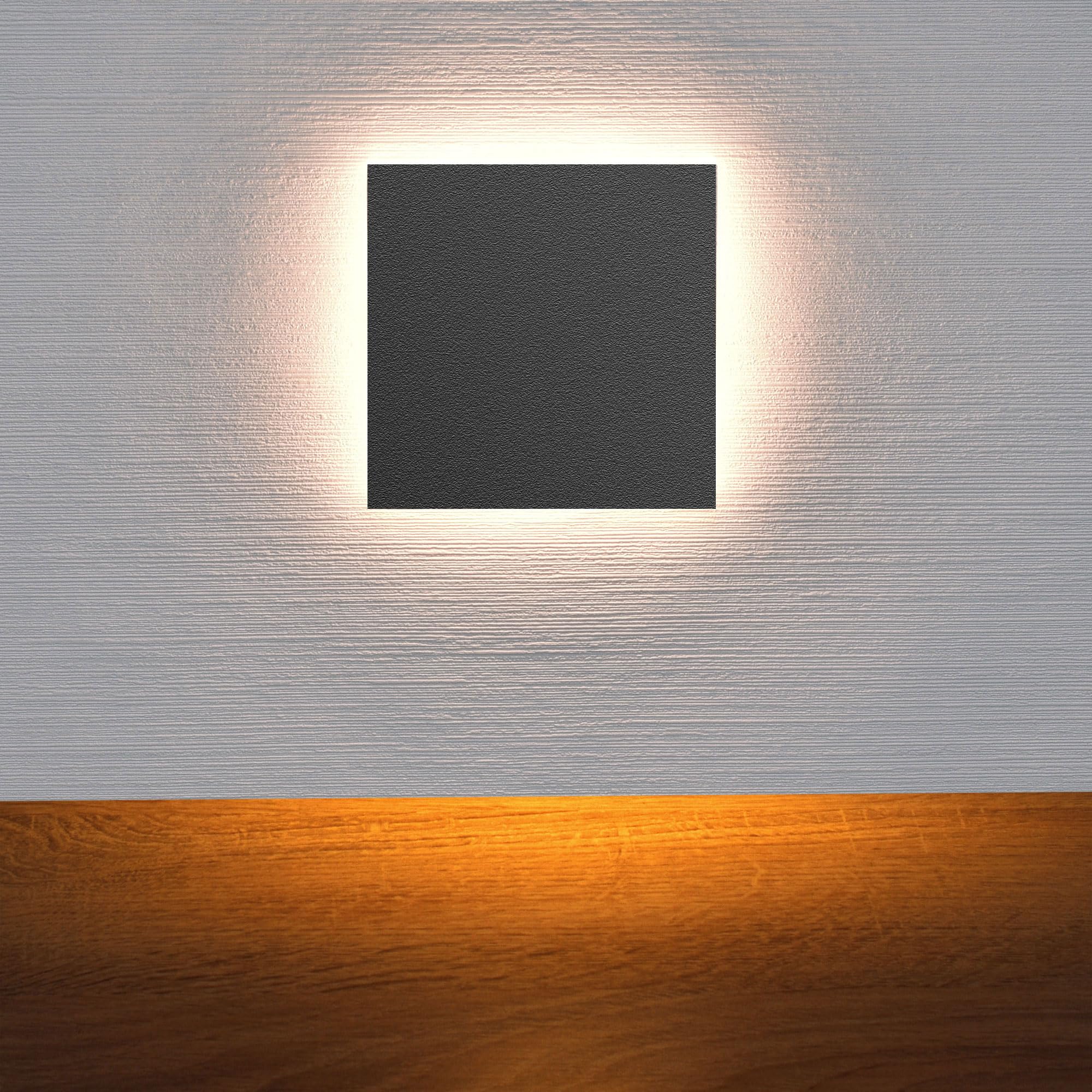 Maxkomfort 6er Treppenbeleuchtung LED schwarz 230V, Warmweiß 2,5W, Eckig, Einbau Wandstrahler, Flur Nachtlicht - 6107-BK