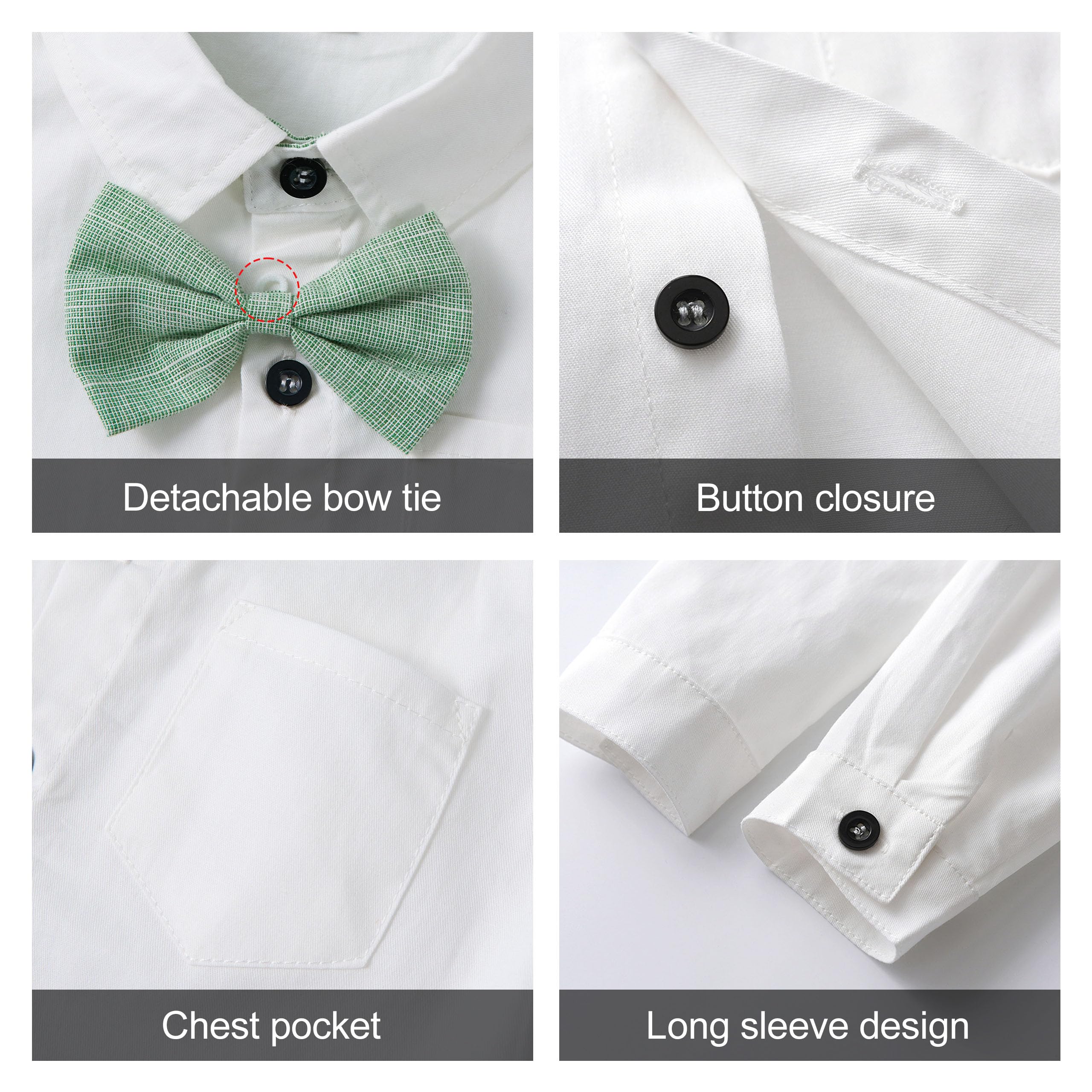 Volunboy Ragazzi Vestiti Set Bambino Gentiluomini Abito Da Sposa Manica Lunga Papillon Formale Camicie Bretelle Pantaloni Abiti