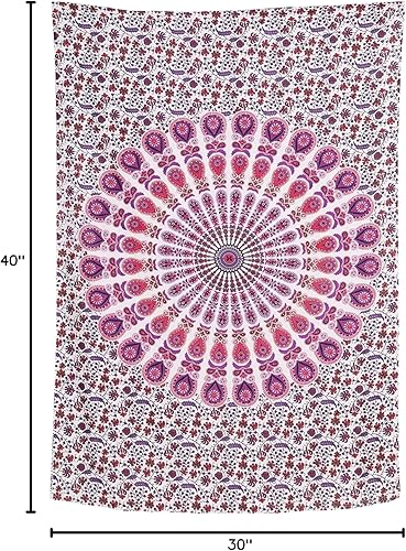 Miniatura 139 de Tapiz hippie indio bohemio psicodélico dorado mandala de pavo real azul dorado para colgar en la pared (naranja marrón, King (88 x 104 pulgadas)