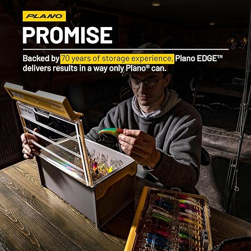Miniatura 156 de Plano Edge 3700 - Caja de almacenamiento vertical de cebo y cebo espía, gris y amarillo, soporta hasta 52 cebos verticales, caja organizadora