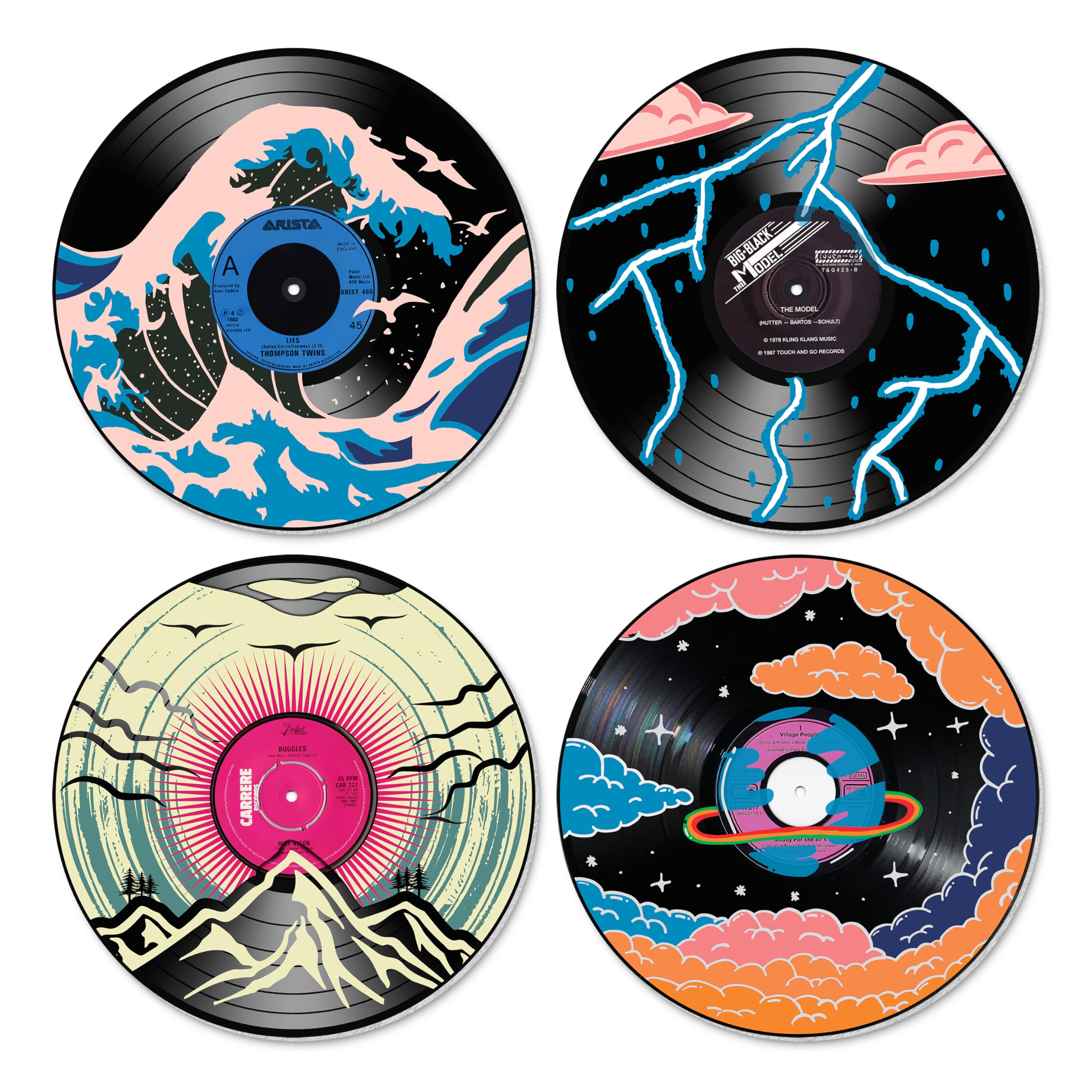 HK Studio Hippie Decor, Posters for Room Aesthetic, Supernatural - Record Decor, Music Themed Party Decorations, 4 Pcs 12"