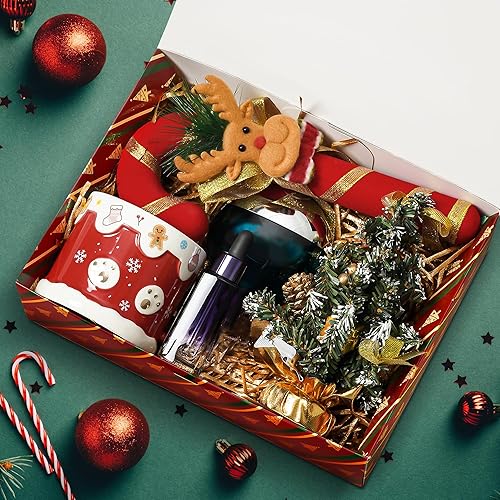 Miniatura 2 de SWANGSA Juego de 12 cajas de regalo de Navidad con tapas, caja de regalo de papel kraft de 10.6 x 8 x 3 pulgadas, caja de regalo de árbol de Navidad