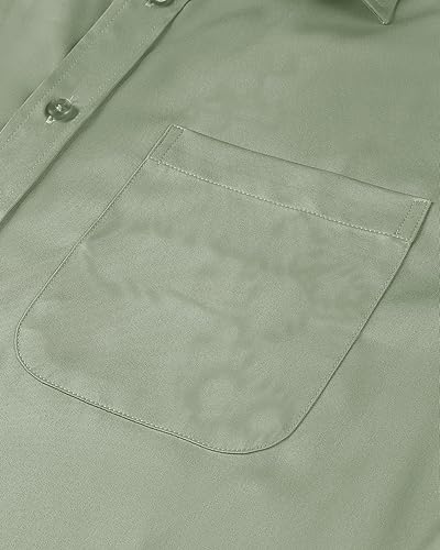 Miniatura 153 de Alimens & Gentle - Camisas de vestir con bolsillo y manga corta, de color liso y sin arrugas, estilo casual con botones, para hombres