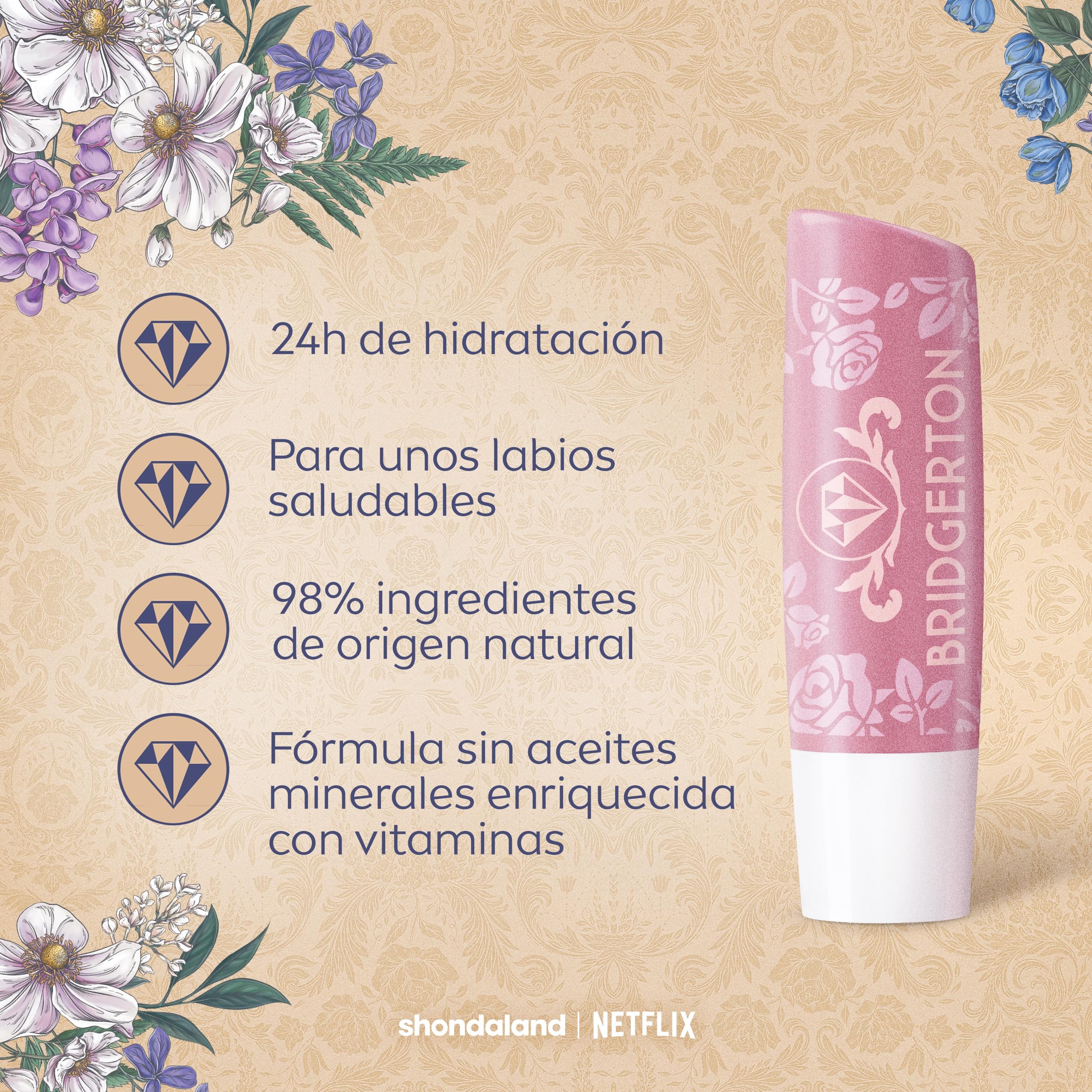 Liposan Bridgerton Edición Limitada Rose Meringue - Bálsamo Labial Hidratante - Cacao de Labios con 24h de Hidratación - Aroma a Rosa - Sutil Brillo de Labios Perlado - Todo Tipo de Piel - 4,8 g — view 2