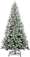 Arvore de Natal, Árvore de Natal 1,8 m, Arvore de Natal 900 Galhos, Árvore de Natal com Verde, Cerejas e Neve e Pinhas, Adequado para casas, apartamentos e corredores