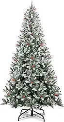 Arvore de Natal, Árvore de Natal 1,8 m, Arvore de Natal 900 Galhos, Árvore de Natal com Verde, Cerejas e Neve e Pinhas, Adequado para casas, apartamentos e corredores