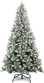 Arvore de Natal, Árvore de Natal 1,8 m, Arvore de Natal 900 Galhos, Árvore de Natal com Verde, Cerejas e Neve e Pinhas, Adequado para casas, apartamentos e corredores