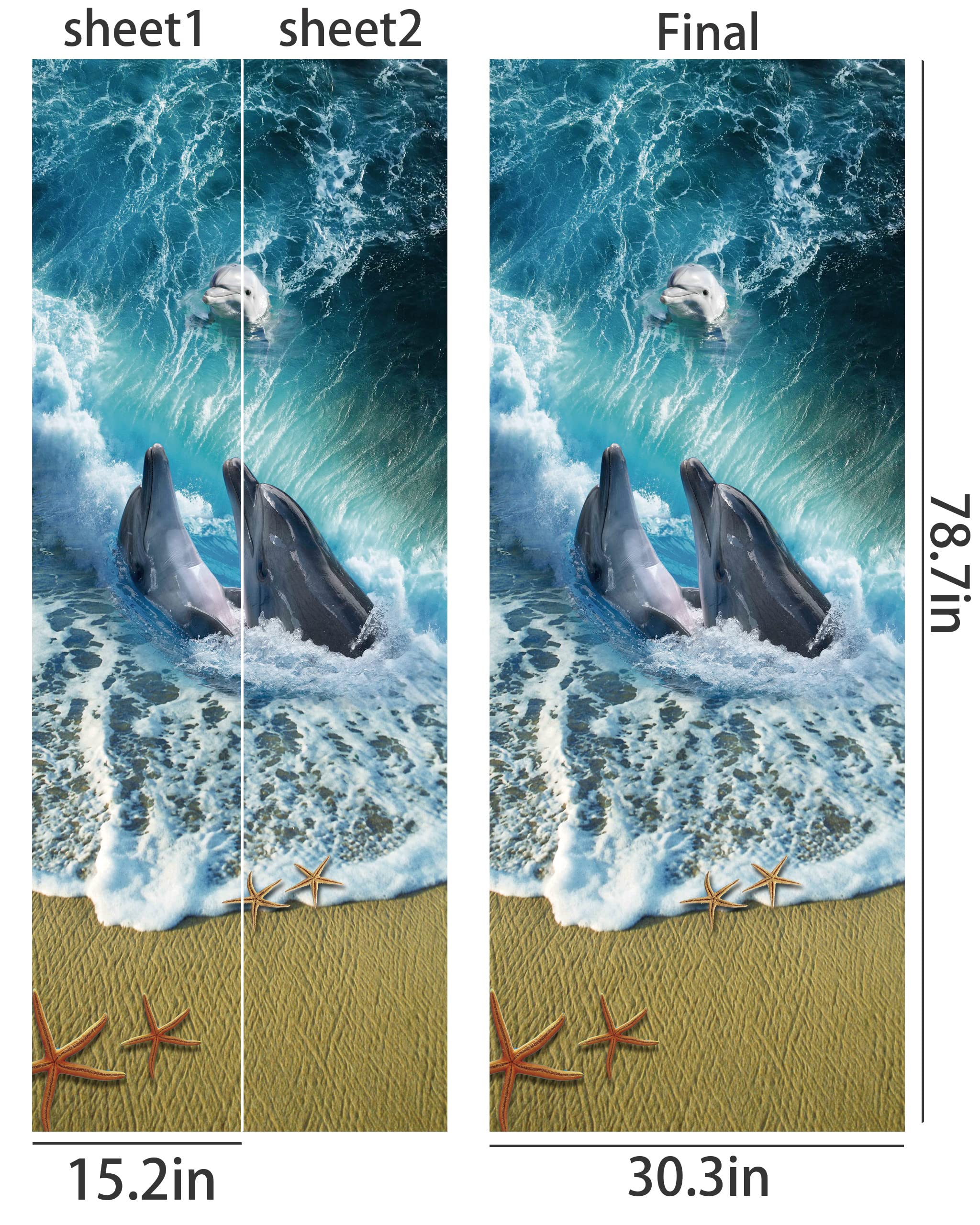FLFK Door Mural Peel Stick Retro Wallpaper 30.3x78.7 Set 2