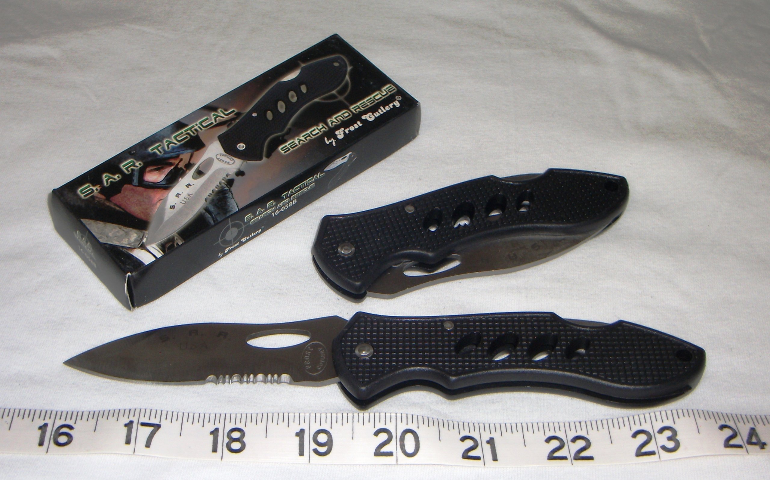 Search and Rescue SAR Medium Black Tactical Folding Knife