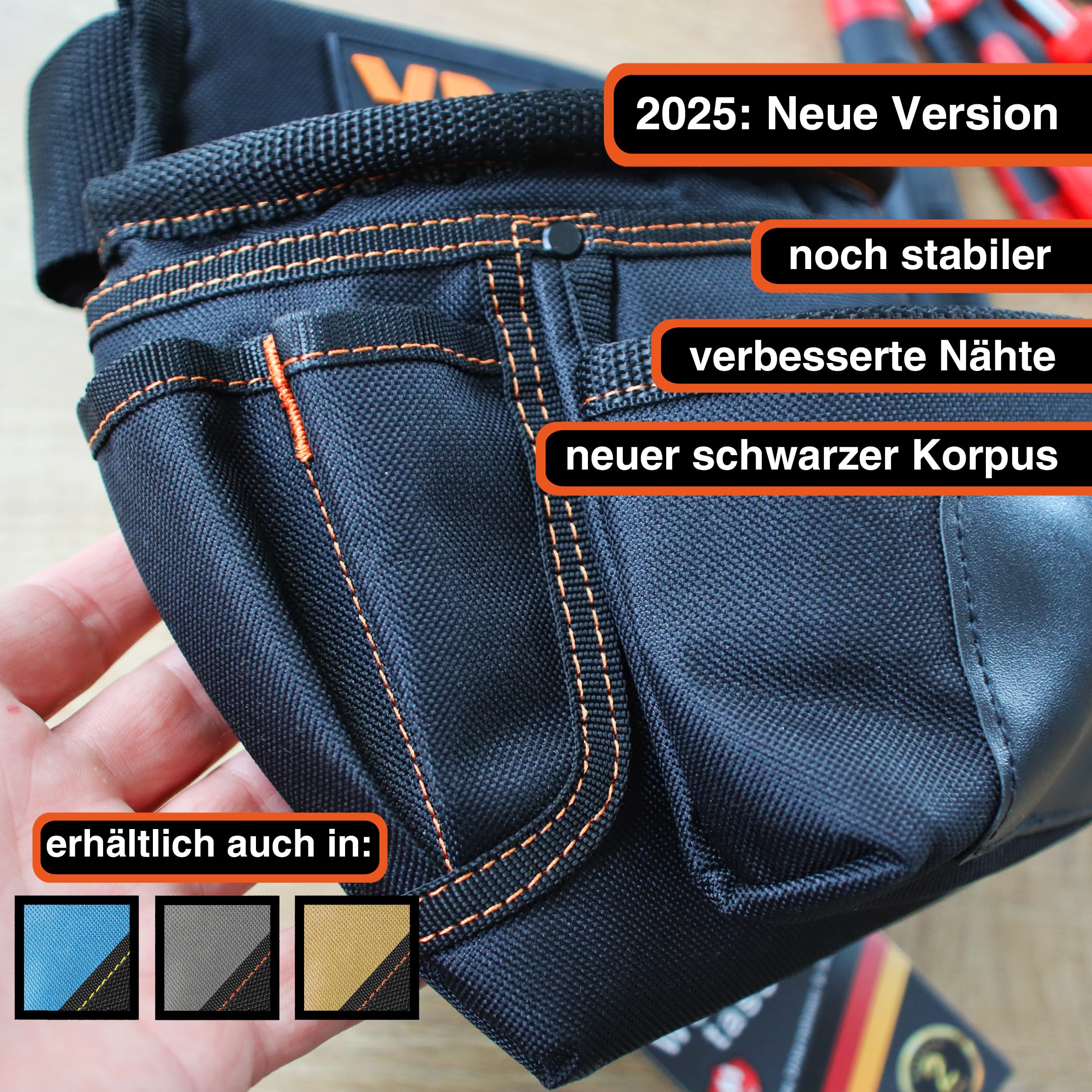 YPC Presto Tool - Marsupio XL per attrezzi, cintura da lavoro, impermeabile, con passante per martello, cintura in nylon antistrappo, 12 tasche, nero, 27 x 21 x 13 cm, portata 5 kg
