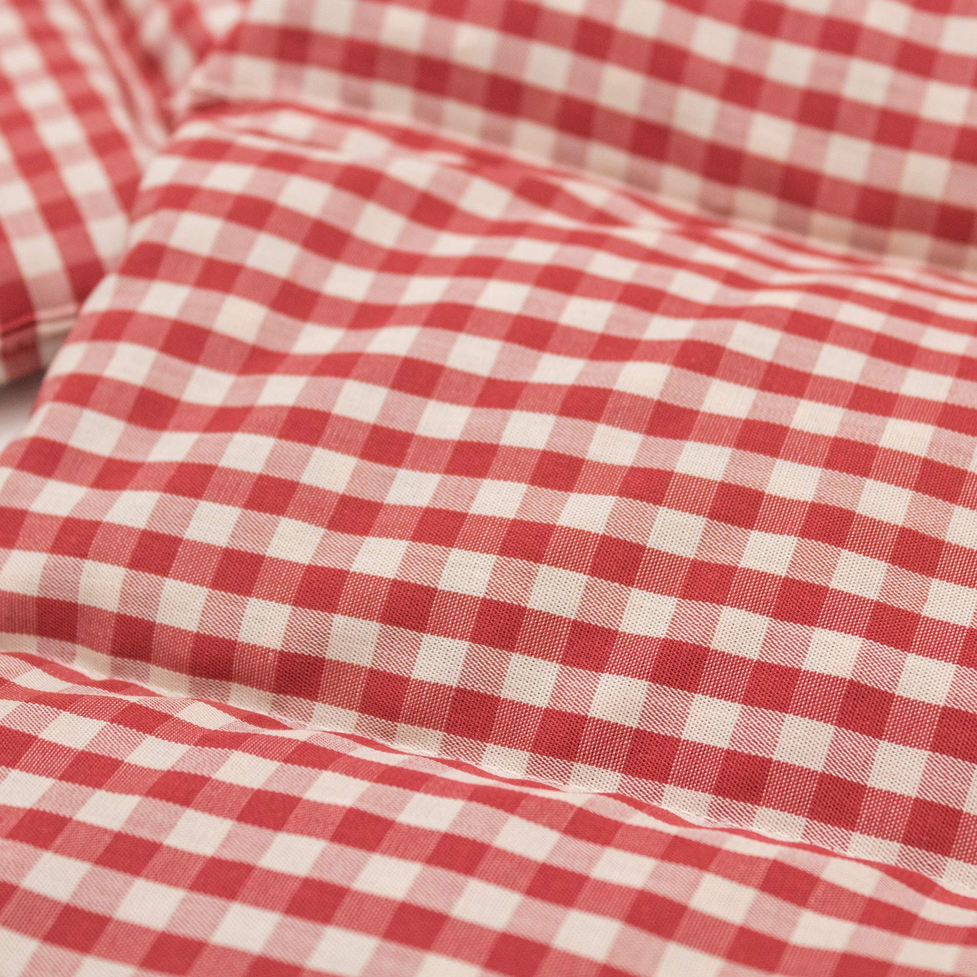 Cuscino termico - Cuscino con semi di lino, 75x20cm. Cuscino termico per la schiena, il ventre e molto altro. (Cotone Bio rosso e bianco, diviso en 8 compartimenti)