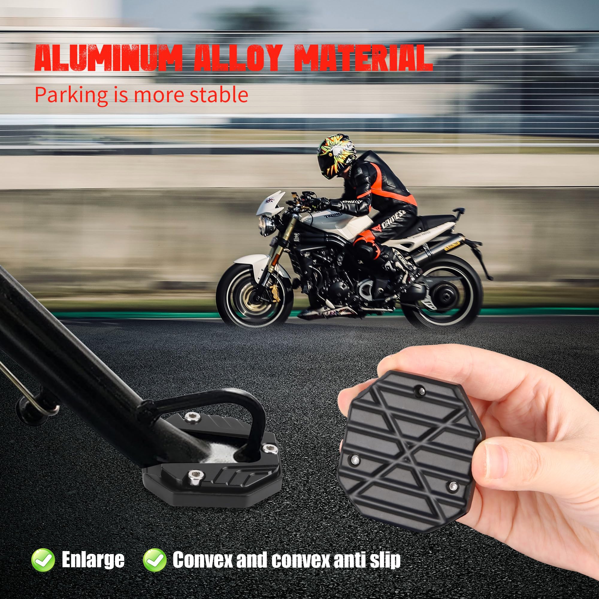 Estensione Cavalletto Laterale Moto In Alluminio CNC - Supporto Antiscivolo Per Parcheggio Sicuro - Foto 9