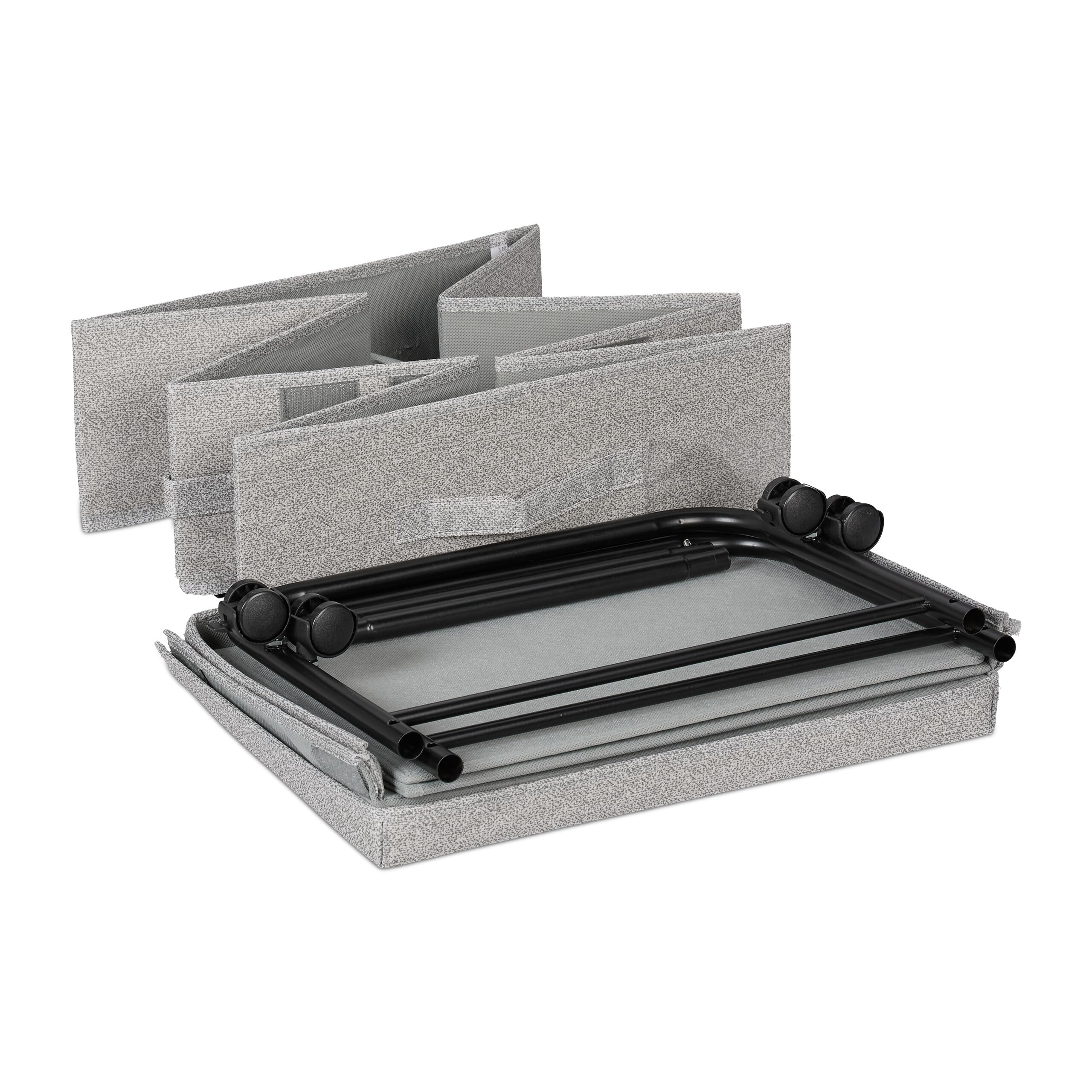 Relaxdays Cajas de Almacenaje Bajo la Cama, Pack de 2, 50 litros, con Ruedas, 20 x 80 x 40 cm, Plegables, con Tapa, Gris