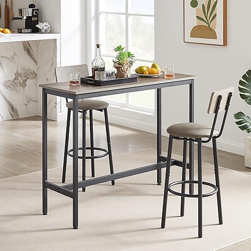 Miniatura 1 de JURMALYN Juego de 3 mesas de bar y sillas de comedor, juego de 3 piezas, mesa de bar y 2 taburetes de bar, juego de mesa industrial de altura de