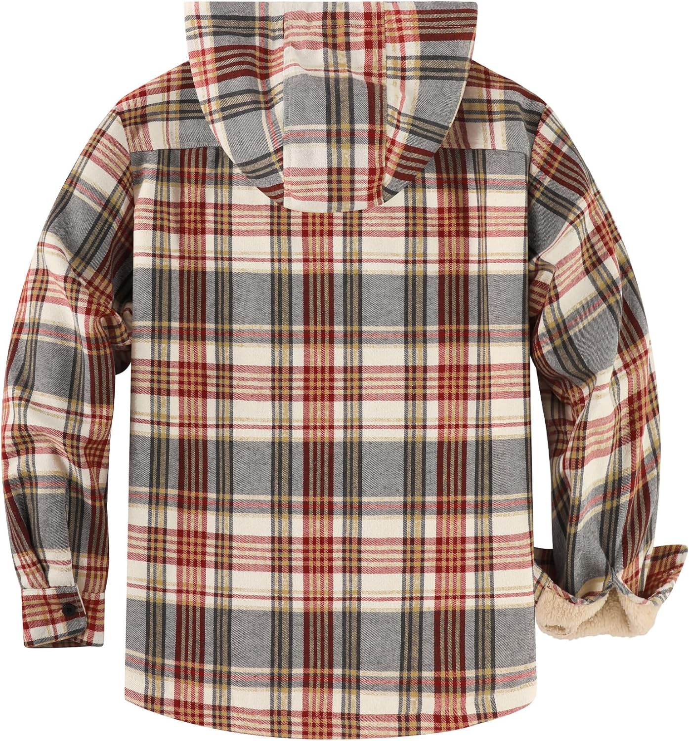 ZITY Men's Flannel Jacket Zip Up Fleece Hoodies Casual Plaid Coat with Pokect Winter Warm Sherpa Lined Sweatshirt