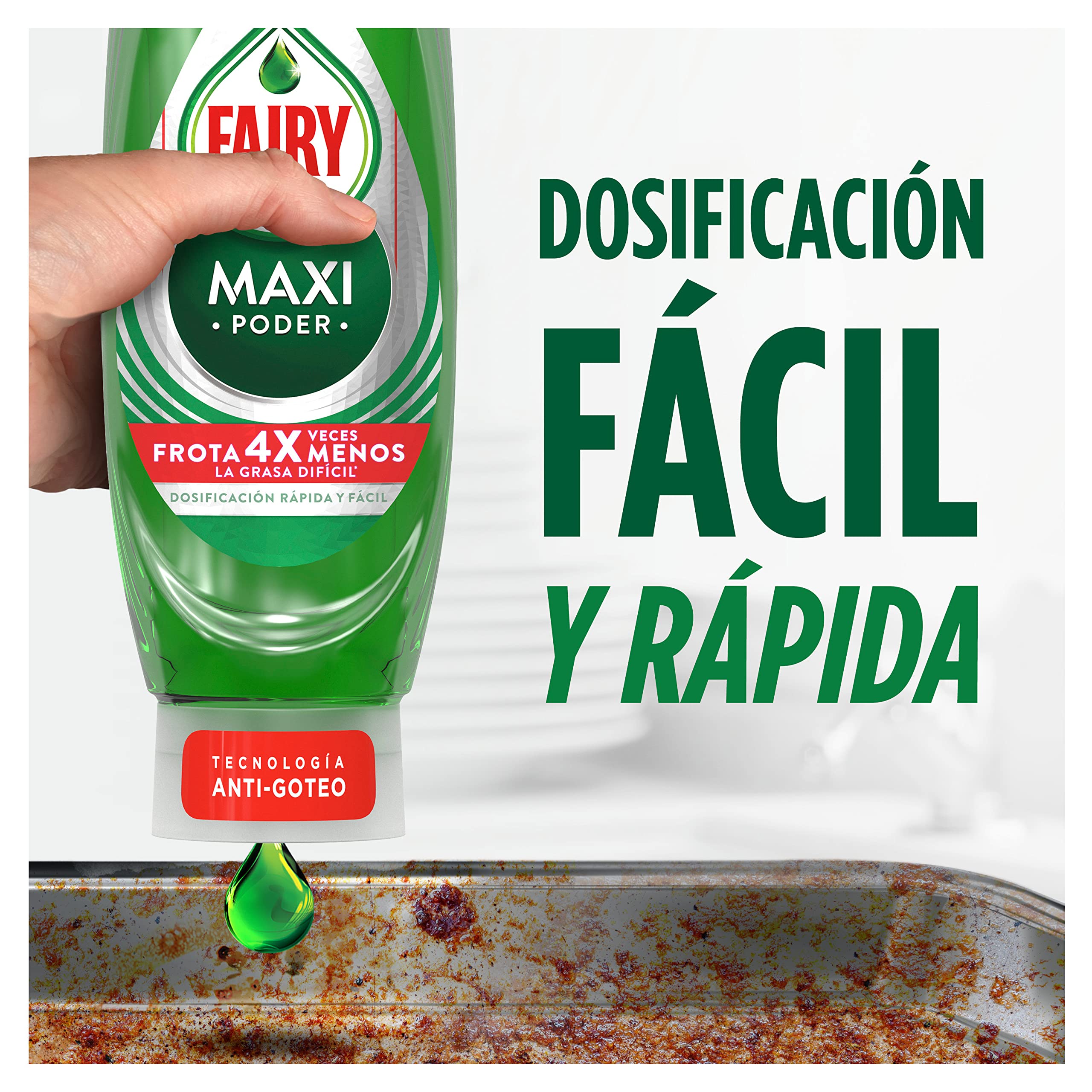 Fairy Maxi płyn do mycia w zmywarce, 540 ml x 8, łatwe i bezproblemowe czyszczenie, nawet w garnkach i patelniach