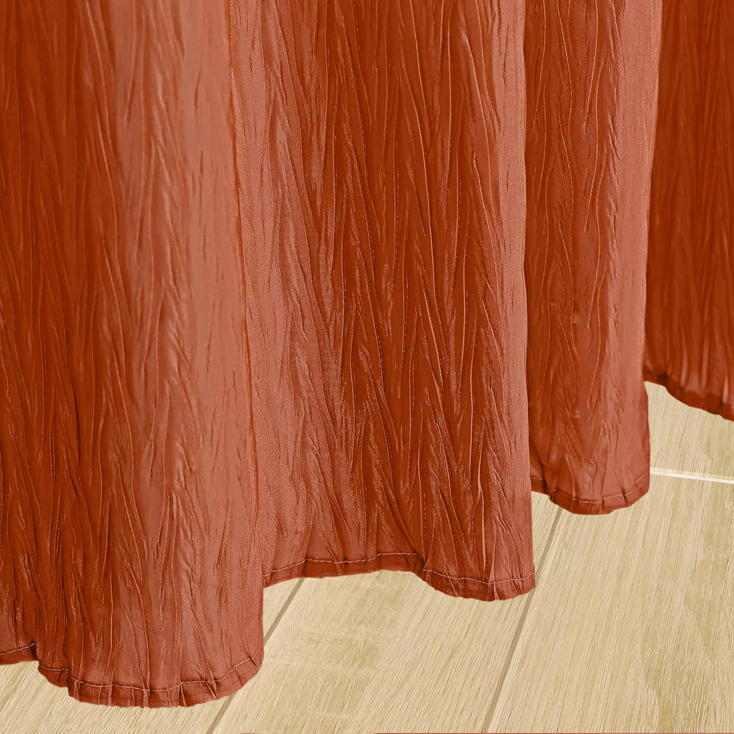 Vibrant Orange Burnt Orange Ruffle Shower Curtain, Crumpled Textured Heavy Duty 150GSM Fabric, Hotel Luxury Waterproof Bathroom Curtain 72x72 Inch with 12 Hooks