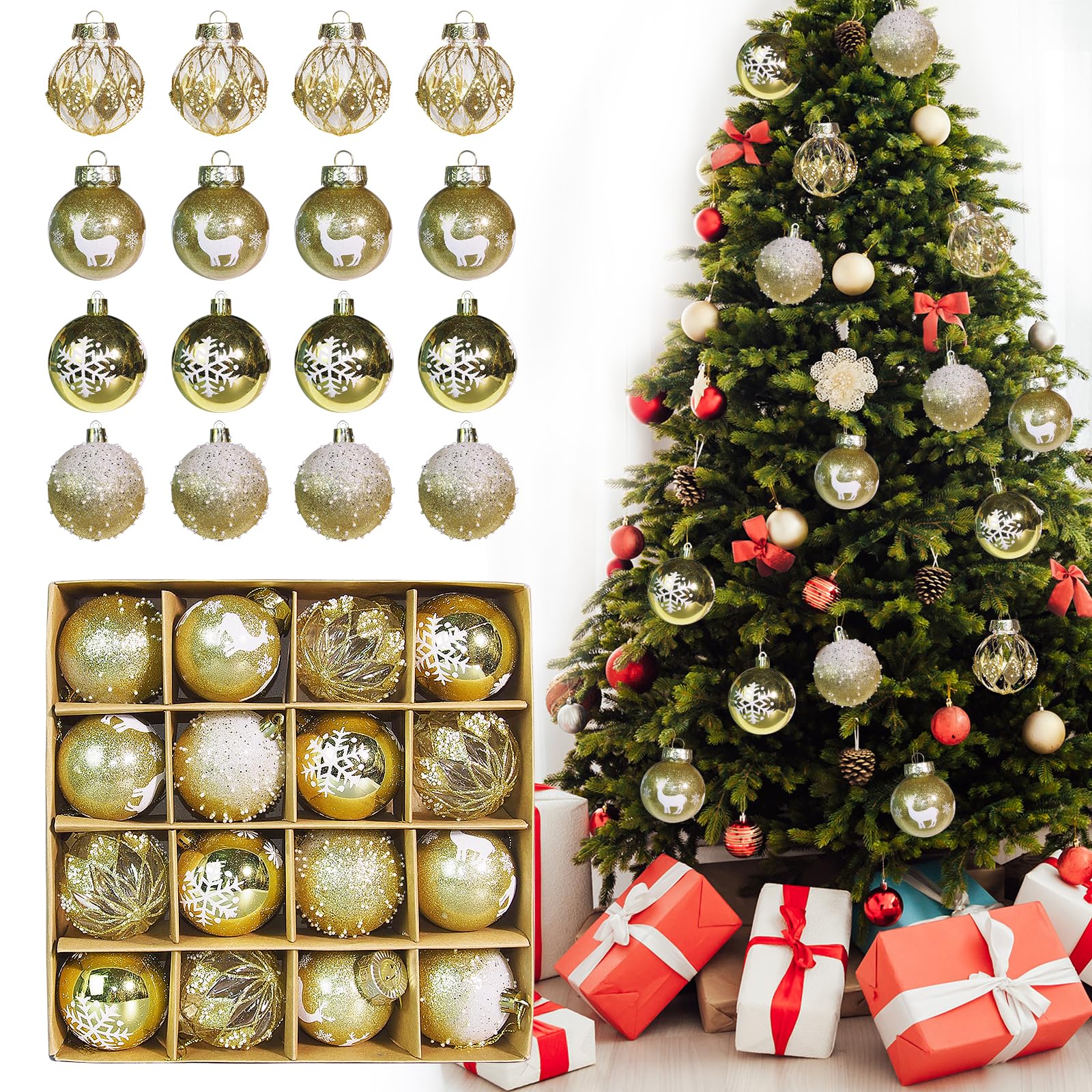 Set de 16 Boules de Noël en Plastique