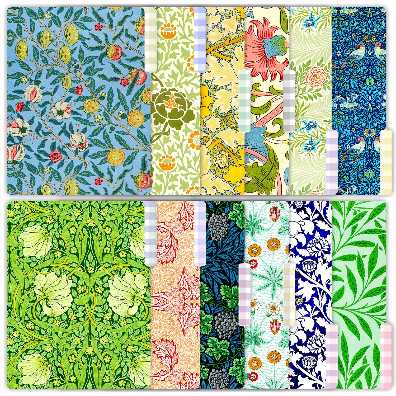 PARTH IMPEX 12 Pack William Morris Decorative File Folders, 1/3 Cut Tab with Assorted Positions, Letter Size Paper Holders (9.75” x 11.75”) Matte