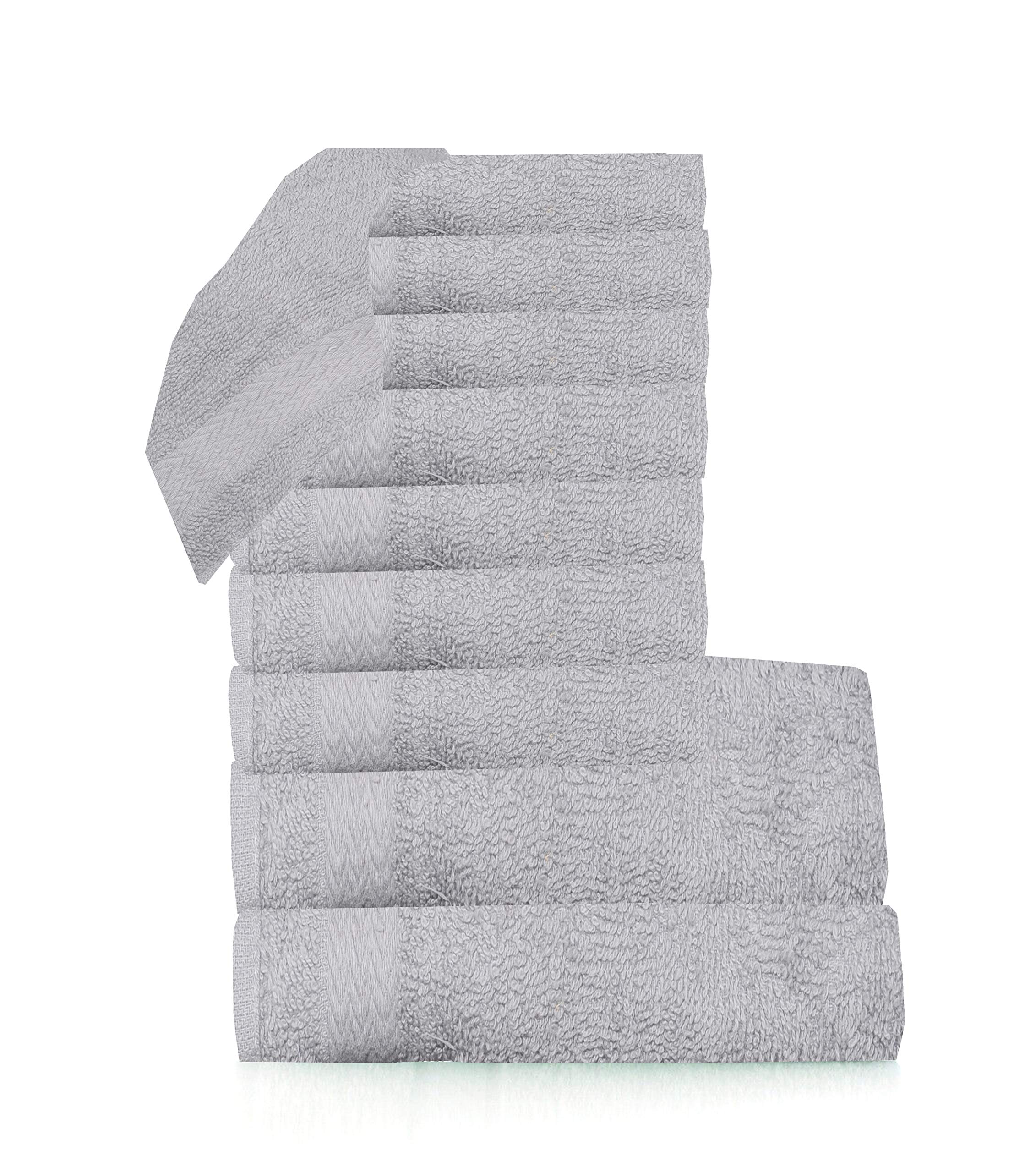 beSunshine 4x Pack Premium Super Soft 100% Cotton Face Towels Flannels Wash Cloths (Silver)