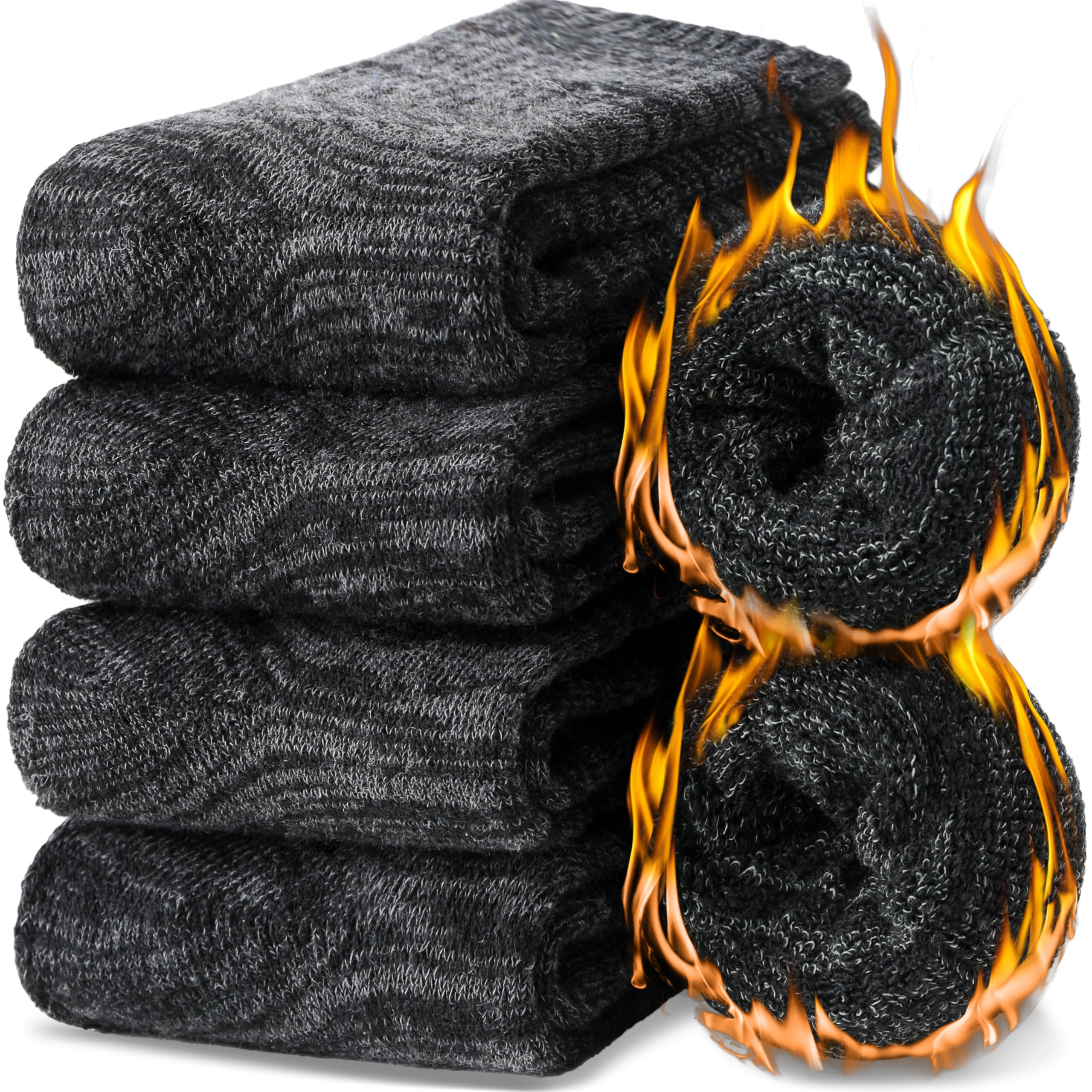 EBMORE Merino Wandersocken Warme Wollsocken Dicke Socken Thermosocken Wintersocken für Damen Herren 4 Paar