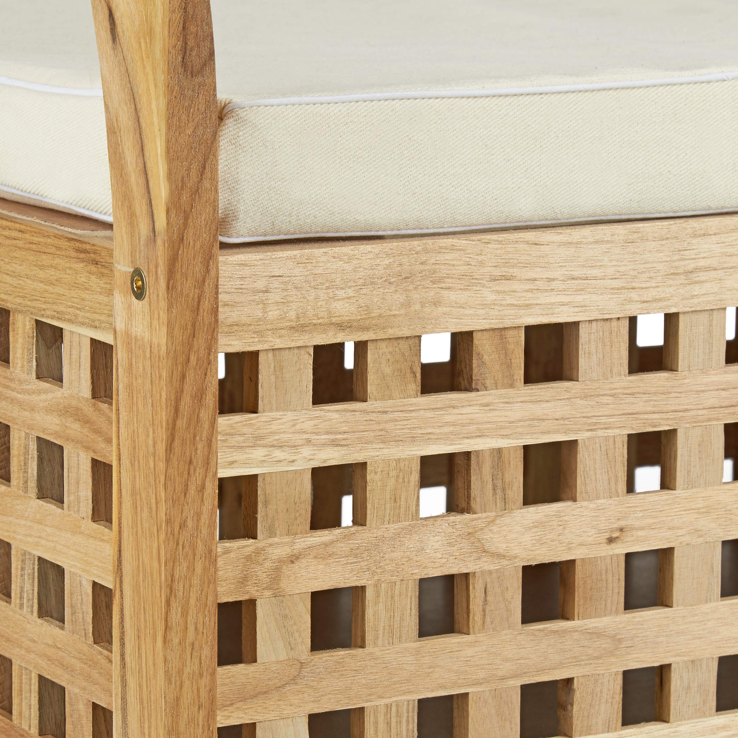 Relaxdays Cassapanca Contenitore, Panca in Legno, Cuscino, Camera da Letto, Ingresso, Porta Giochi, Naturale Bianco, Lino, Marrone, 1