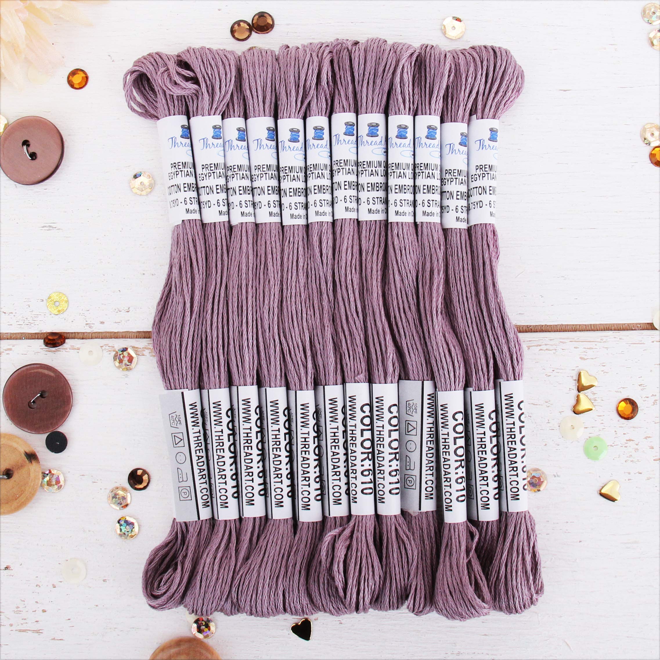 12 Skeins ThreadArt Cotton Embroidery Floss, Antique Violet