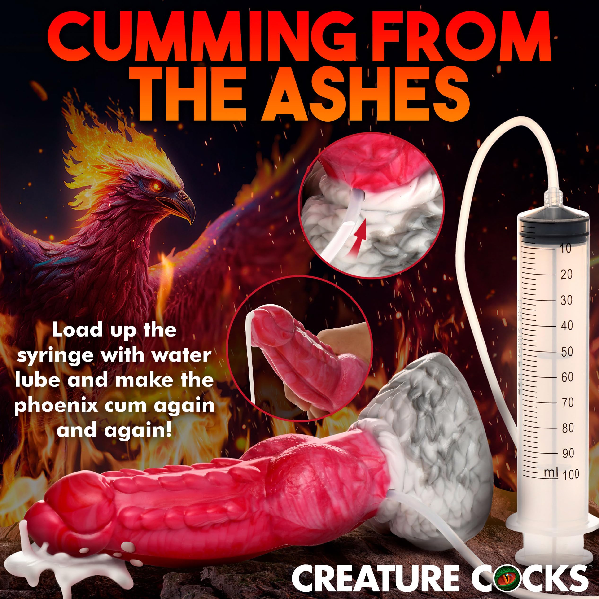 Amazon.com: CREATURE COCKS Resurrector Phoenix Squirting Silicone Dildo for  Men, Women & Couples. Fantasy Creature. Strong Suction Cup Base &  Stimulating Textures, 2 Pieces, Red & White. : Health & Household