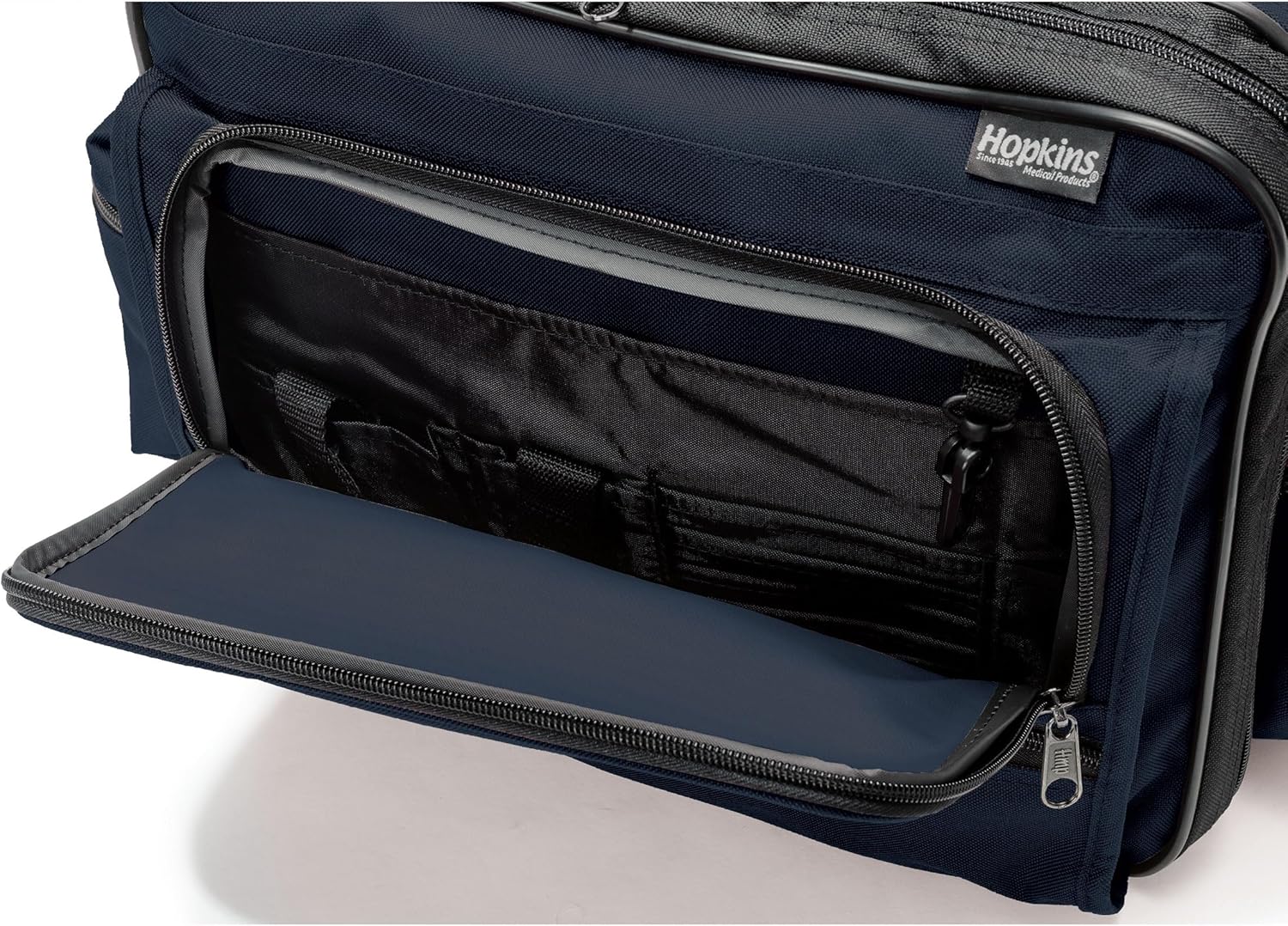 Hopkins Medical Products Mark V Shoulder Bag with Lock, HIPAA Compliant Lockable Zippers for Security, Adjustable Straps, Reinforced Bottom, Fold-Down Compartment, 13x11.25x7.5 inch, Navy - Image 9