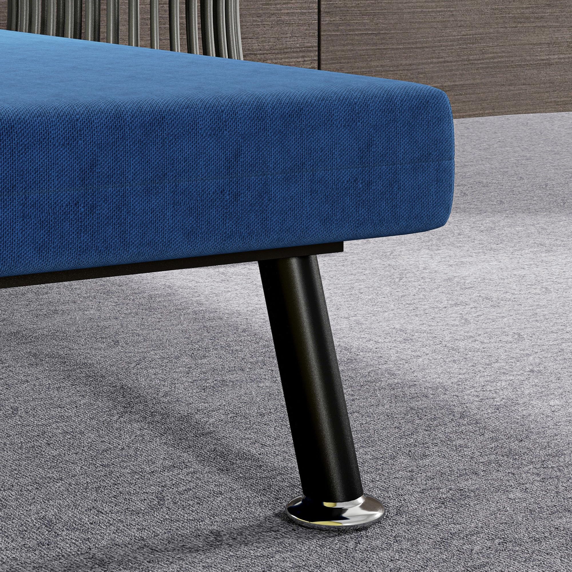 HOMCOM Sofá Cama de 1 Plaza 3 en 1 Sofá Cama Plegable Tapizado en Lino con Respaldo Ajustable de 5 Niveles y Almohada Acolchada para Oficina Dormitorio Salón 75x70x75 cm Azul Oscuro