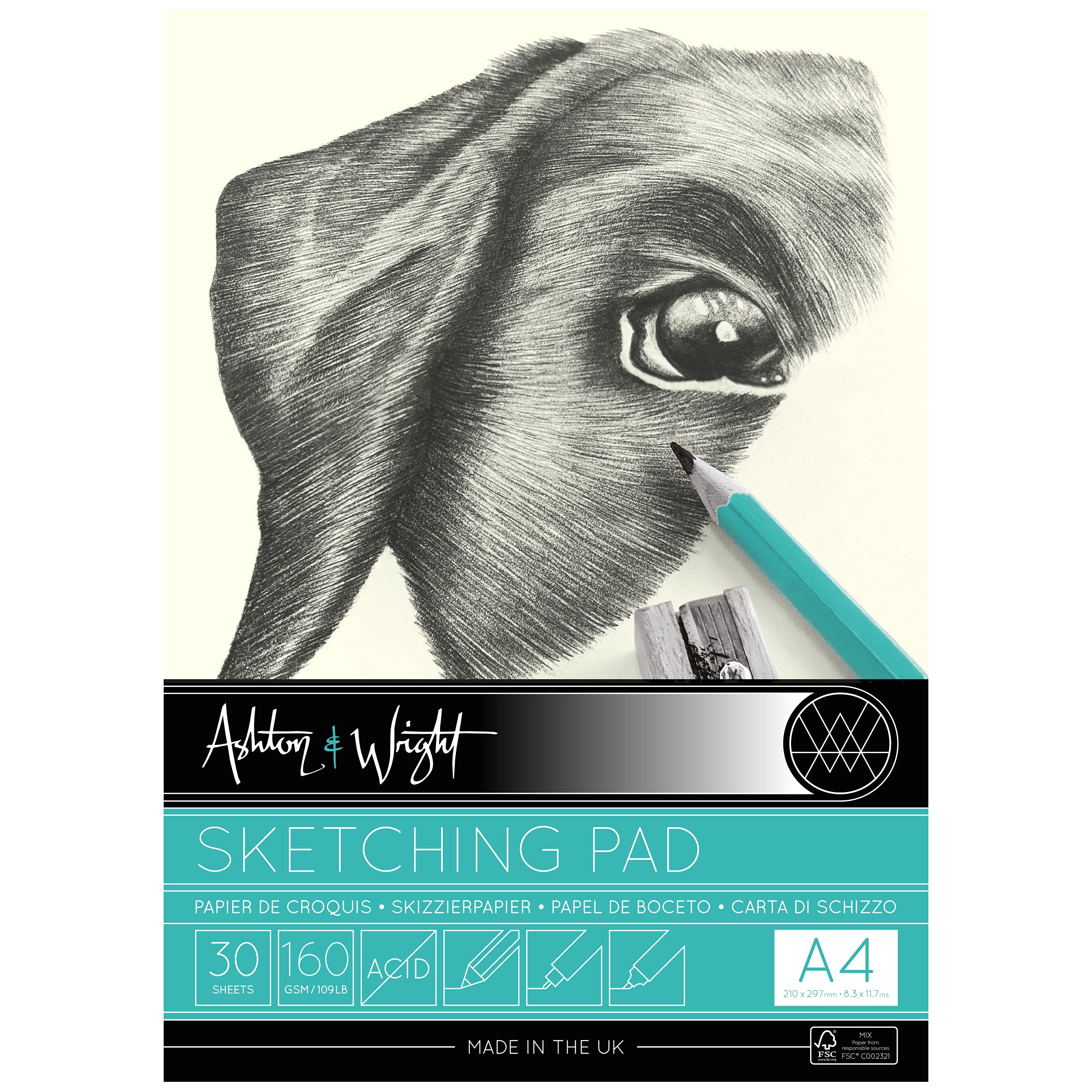 Ashton And Wright Ivory - A4 Classic Sketching Pad - 160Gsm Paper - 30 Sheets