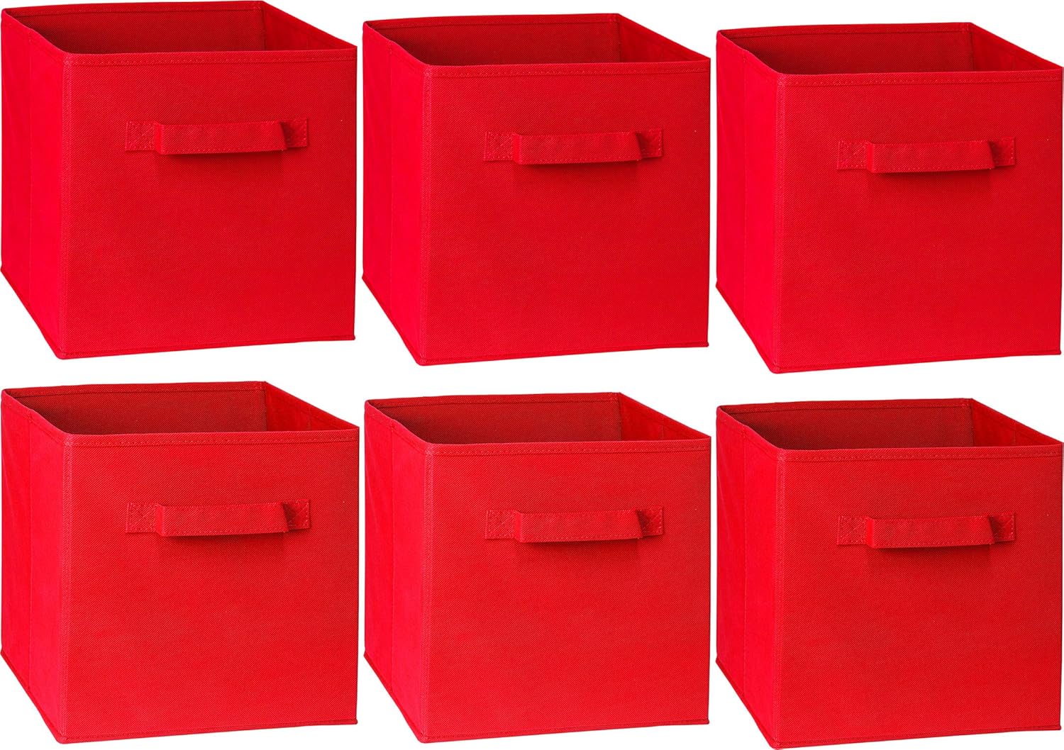 Simple Houseware Foldable Cube Storage Bins, 11-Inch Red, 6-Pack Fabric Cubes Organizer for Closet or Shelves