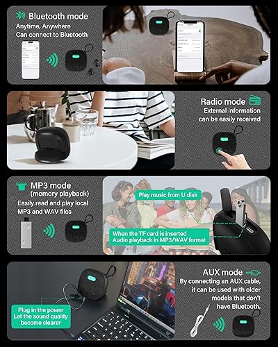 Miniatura 3 de ONES MusPlay - Altavoz inalámbrico BT con auriculares 2 en 1, audio de alta resolución, inteligente BluetoothAUXMP3 modo de juegomúsica altavoz de