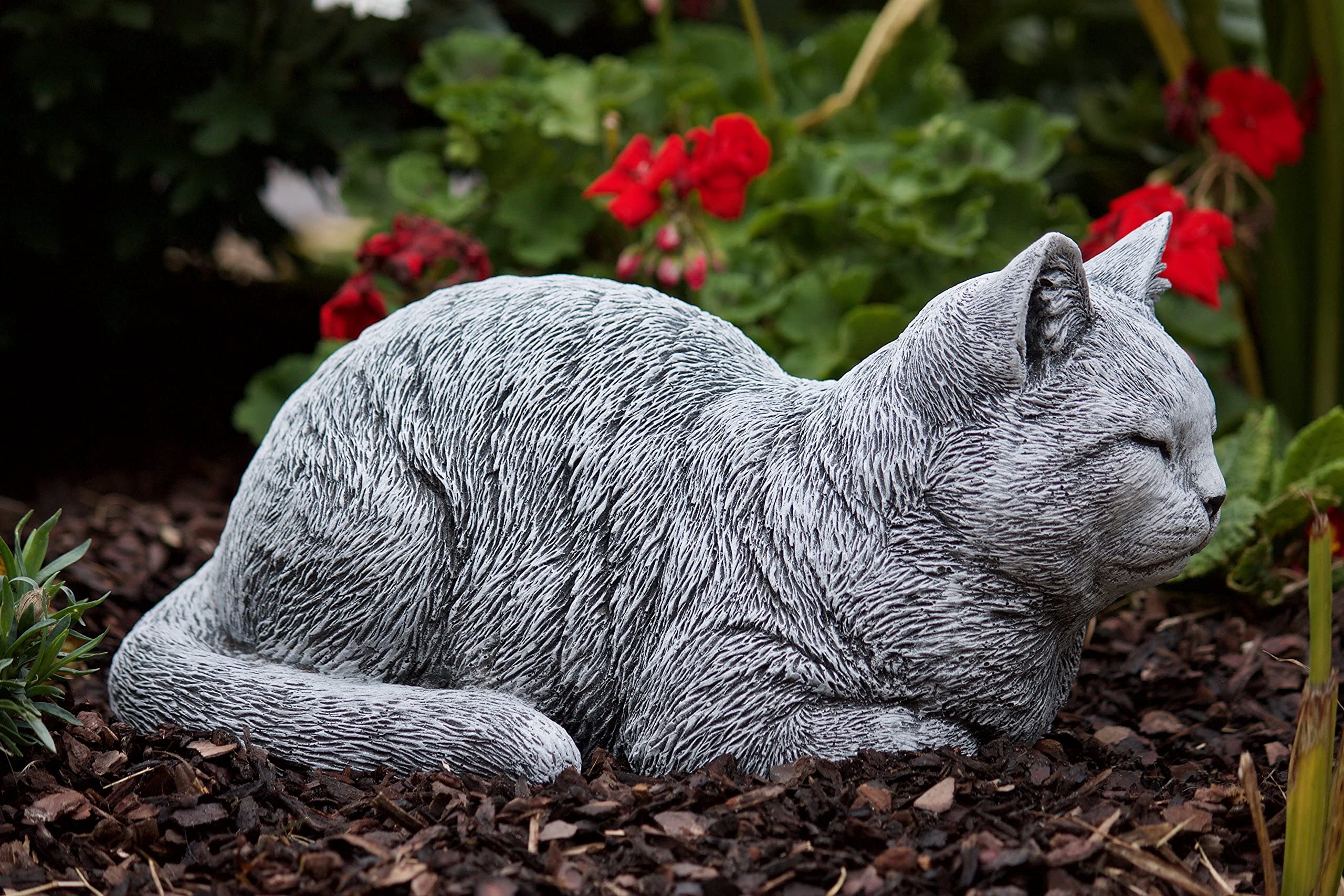 Figura de piedra grandes gato Ángel aprox. 36 cm, de y resistente a heladas hasta -30 °C, macizo de piedra