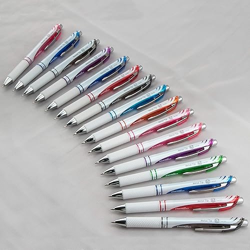 Miniatura 7 de Pentel EnerGel Pearl RTX Bolígrafo de gel líquido retráctil, (0.028 in), línea media, punta de aguja, tinta negra, paquete de 12 (BLN77PW-A)