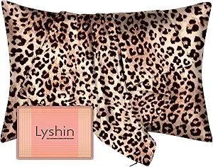 Mulberry Silk Pillow Cases King Size with Hidden Zipper, Ultra Smooth and Soft Breathable Cooling Silk Satin Pillowcase for Hair and Skin, Gifts for Women Men (Leopard Brown, 20x36 Inches, 1 Pack)