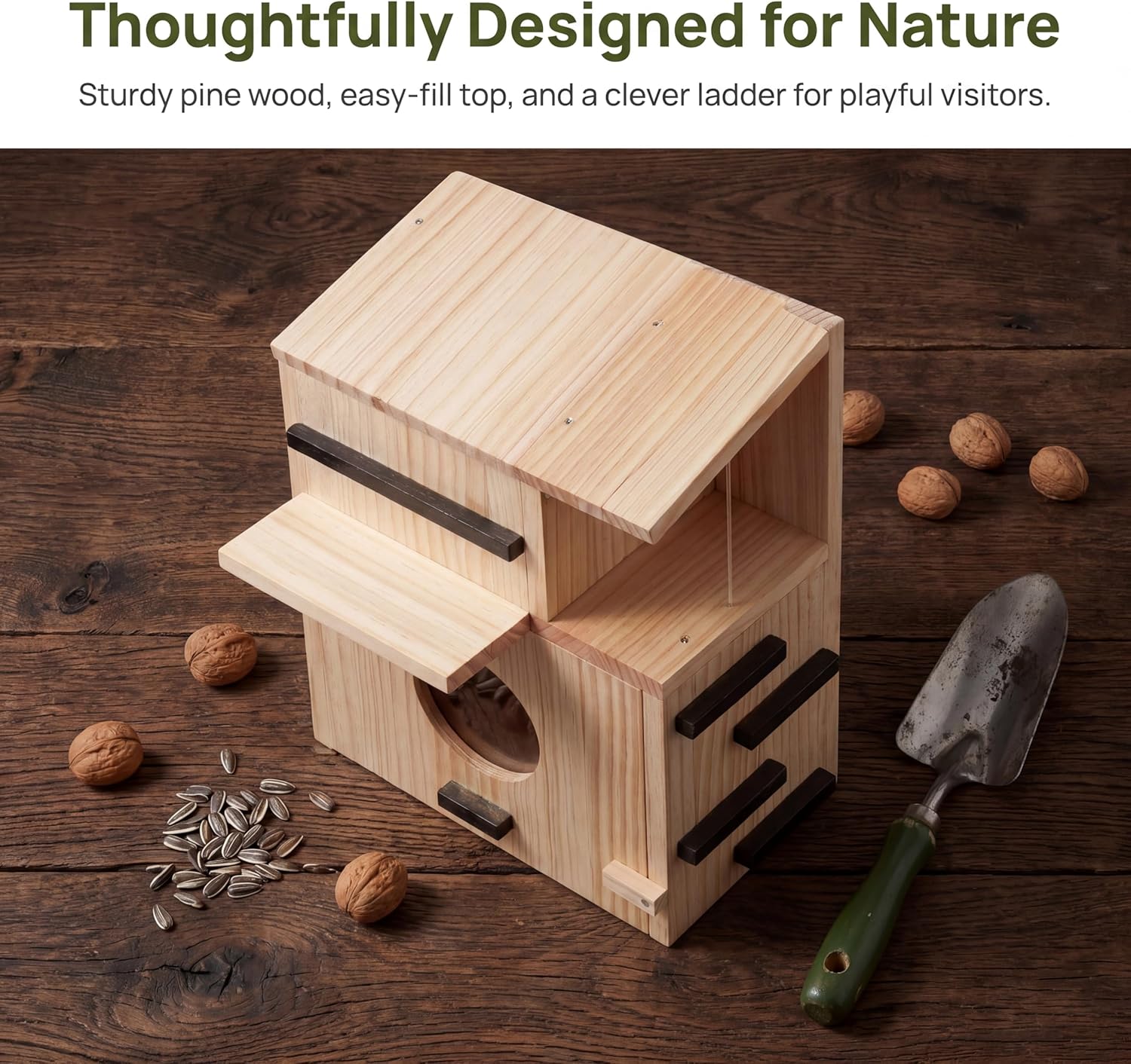 Large Wooden Squirrel House for Outside with Dual Balconies, Nesting Box,Lockable Front Panel, Easy to Install (Double-Layer, Large)