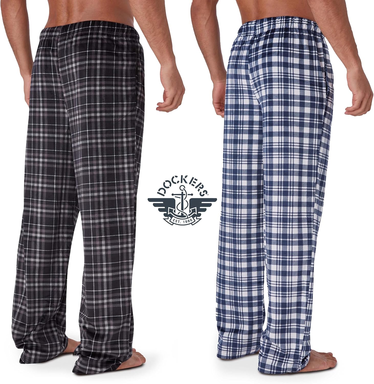 DOCKERS Fleece Pajama Pants for Men, 2 Pack Lounge Sleepwear PJs with Pockets - Image 2
