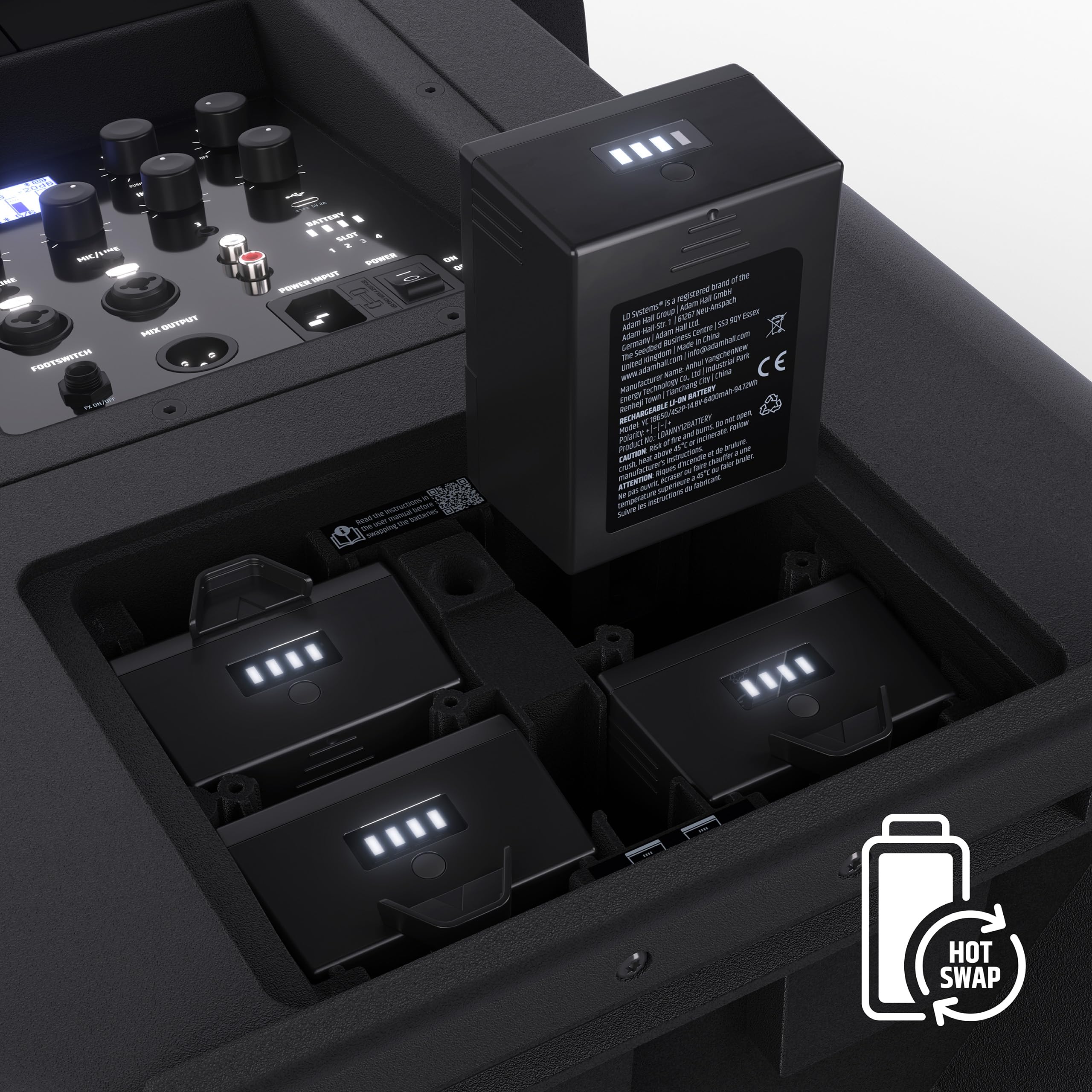 LD Systems ANNY 12-12" Mobiler Bluetooth PA-Lautsprecher mit Akku und Mixer, schwarz